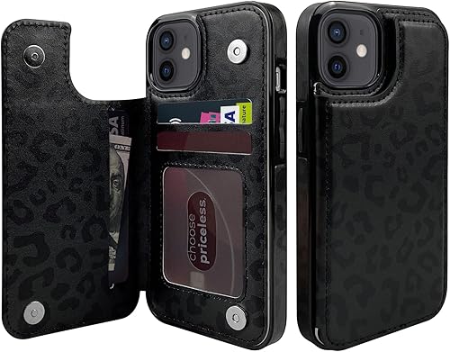 TopPerfekt Funda de piel con tapa para tarjetas compatible con iPhone 13 y 14 de 6.1 pulgadas, para mujeres y niñas con tarjetero y doble cierre