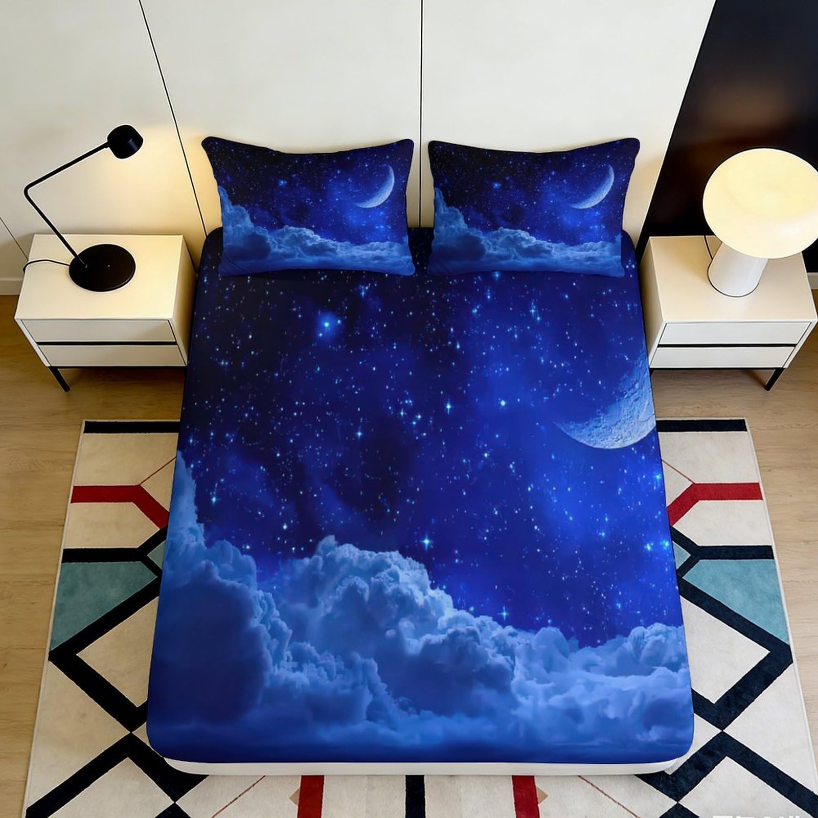Dhbaneiok Style-3 3D Printed Galaxy Starry Sky Fitted Sheet Microfiber Soft Breathable Cosmic Nebula Bed Cover For Bedroom Decor 90X200x25cm