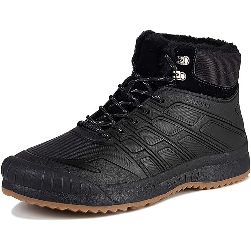 WateLves Mens Womens Snow Boots Winter Anti-Slip Ankle Booties Outdoor Slippers Slip On with Warm Fully Fur Lined