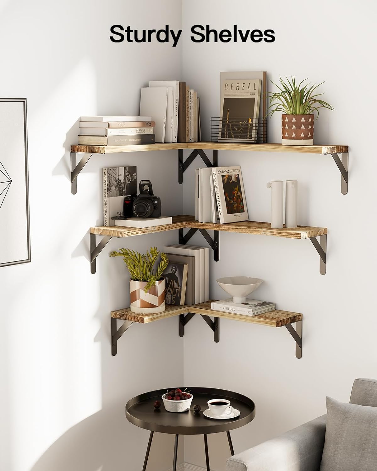 Pipishell Set di 6 mensole galleggianti in legno, per decorazione da parete, mensole rustiche da parete per camera da letto, bagno, mensola per libri per soggiorno