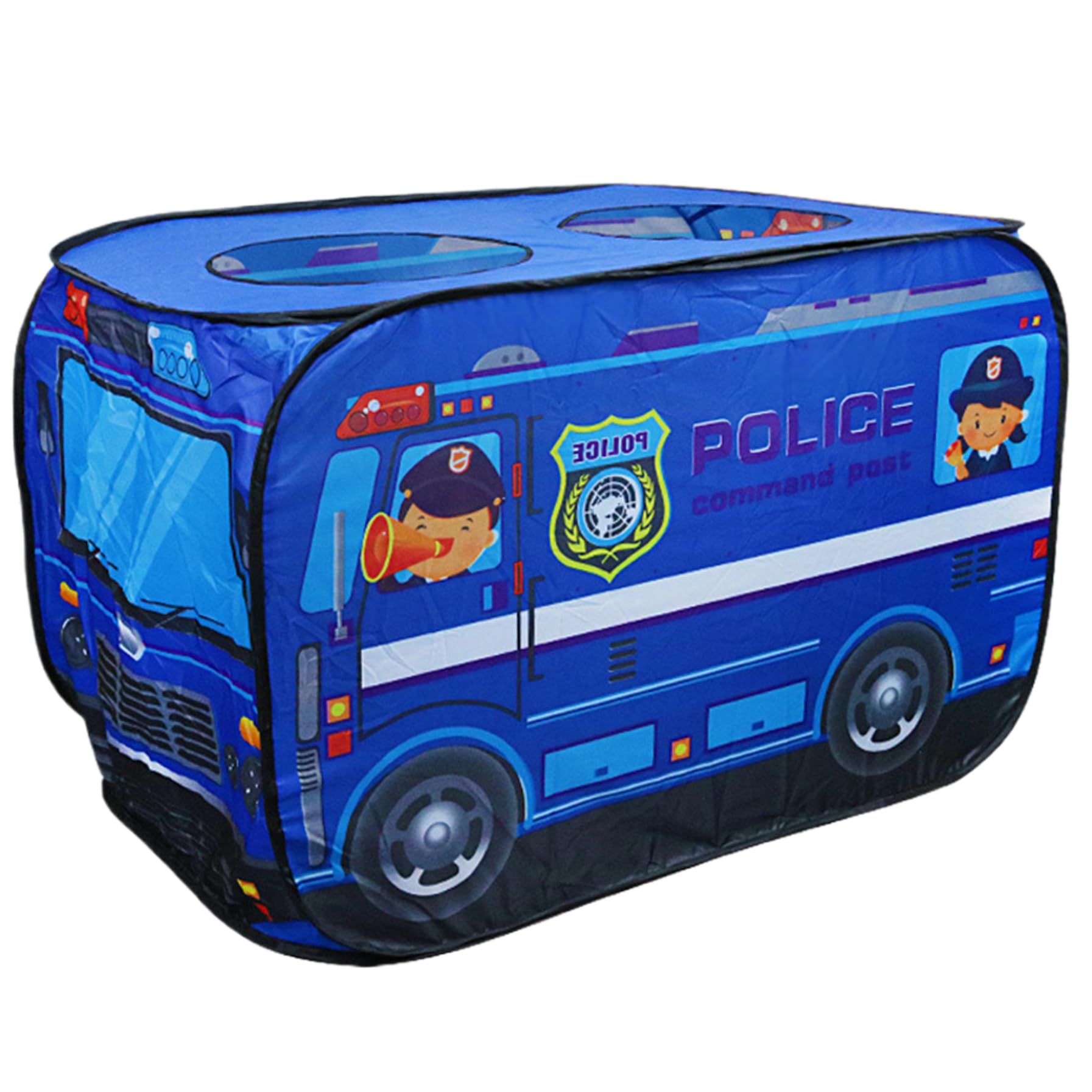 Syglawnd Play Tent, Kids Pop-Up Tent 44.1x27.6x29.5 Foldable Car Breathable Play with Rolling Door & Skylight Non Shrink Fade Resistant Kids for Pretend, Police for Daily Use