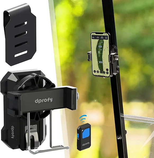 Dprofy Magnetic Golf Phone Caddy, Golf Cart Phone Holder, Record Your Golf Swing with Bluetooth Wireless Selfie Remote, Get Swing Feedback for Golf Training Aid, Golf Gifts for Men/Women