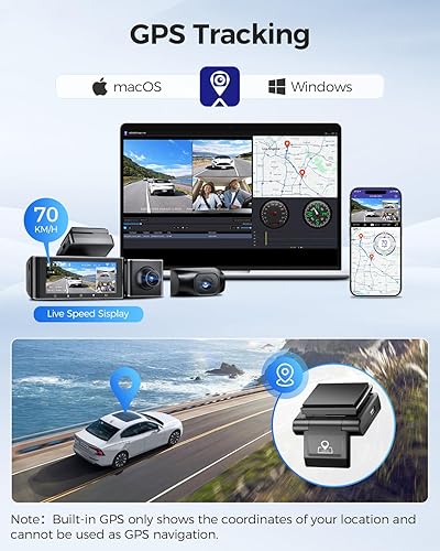 Miniatura 6 de AZDOME M550 3 Channel Dash Cam, 4K+2.5K Dual Dash Camera for Cars Built-in WiFi GPS, 1440P+1080P+1440P Front and Rear Inside, 64GB Card Included,