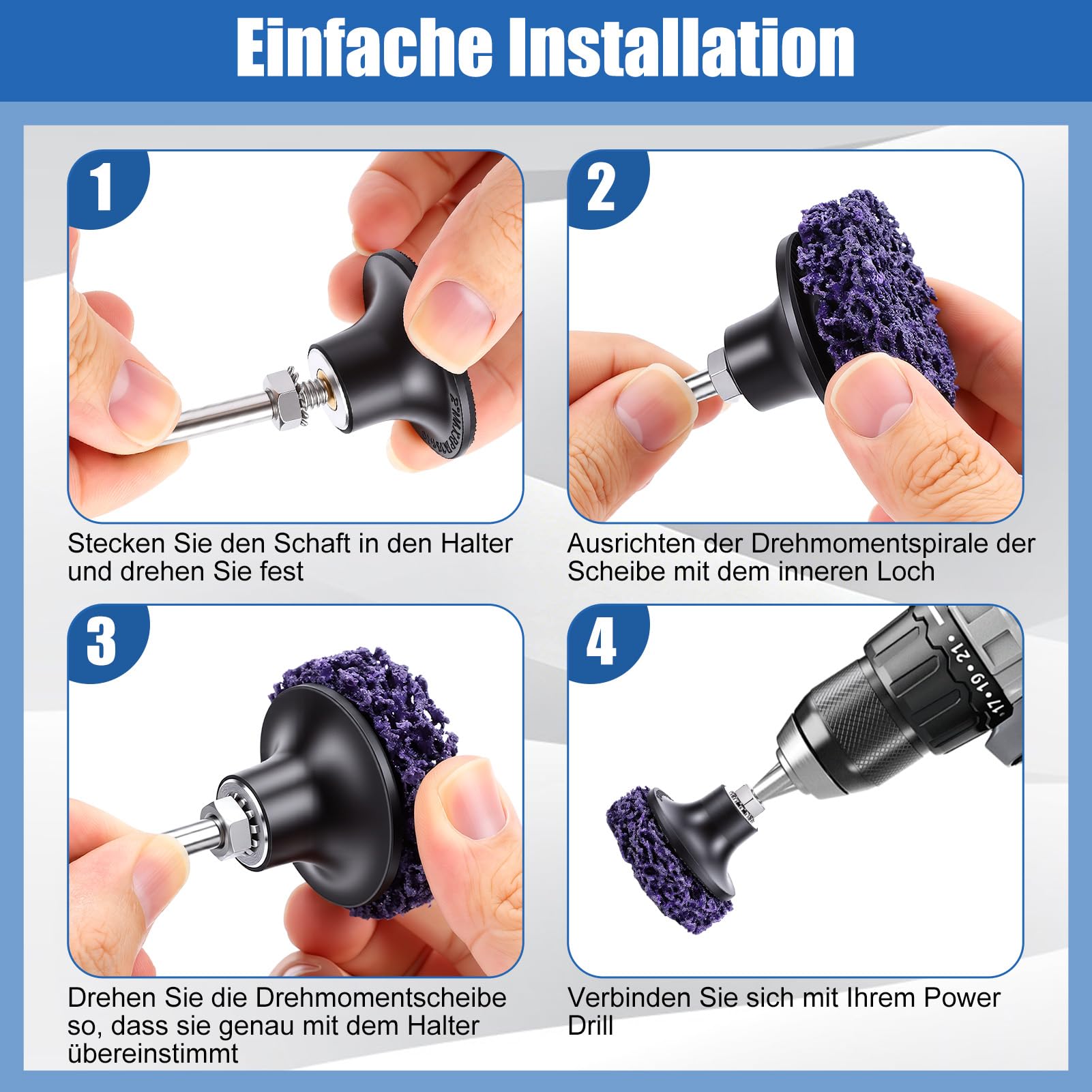 Yosoo Health Gear 104Pcs Schnellwechsel Schleifscheiben Set, 50mm CSD-Scheiben Schleifscheiben Schleifwerkzeug Set mit 1/4" Halter für Oberflächen Polieren, Entgraten, Schleifen, Entrosten