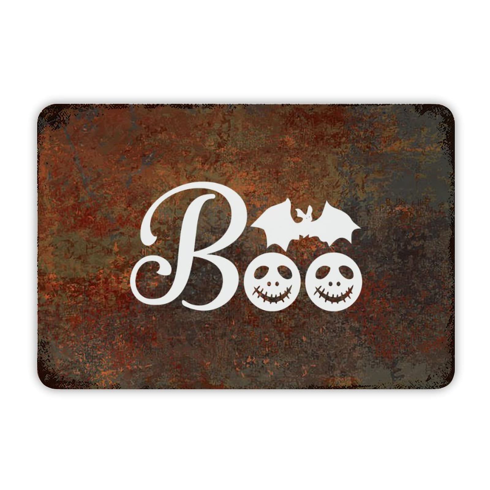 ENEDNATE Halloween Metal Sign,Farmhouse Man Cave Metal Sign Boo Retro Aluminum Tin Metal Signs for Indoor & Outdoor Yard Office Kitchen Living Room Door Home Décor 8x12 Inch