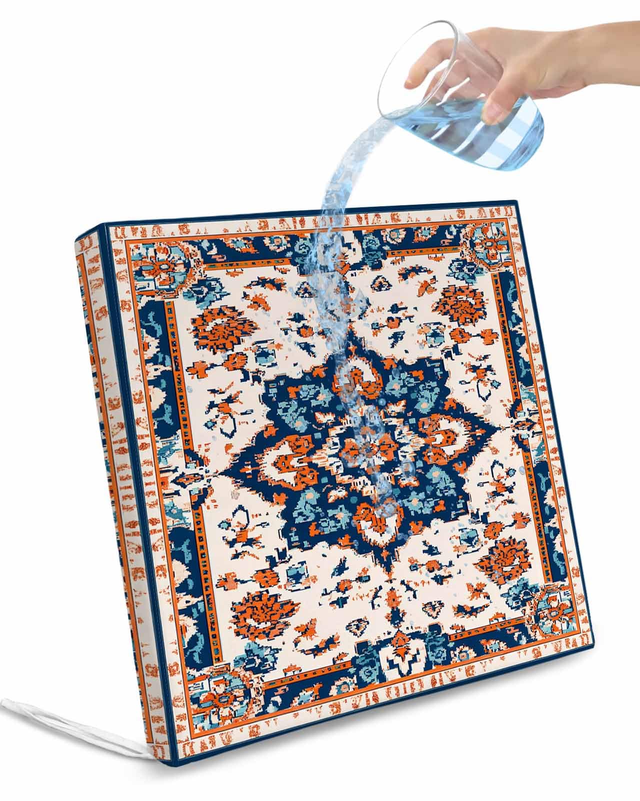 2 Pack Boho Aztec Waterproof Cushion Covers with Ties, Outdoor Patio Chaise Lounge Chair Seat Cushion Slip Covers Replacement(Only Cover) Ethnic Southwest Bohemia Abstract Pattern 22