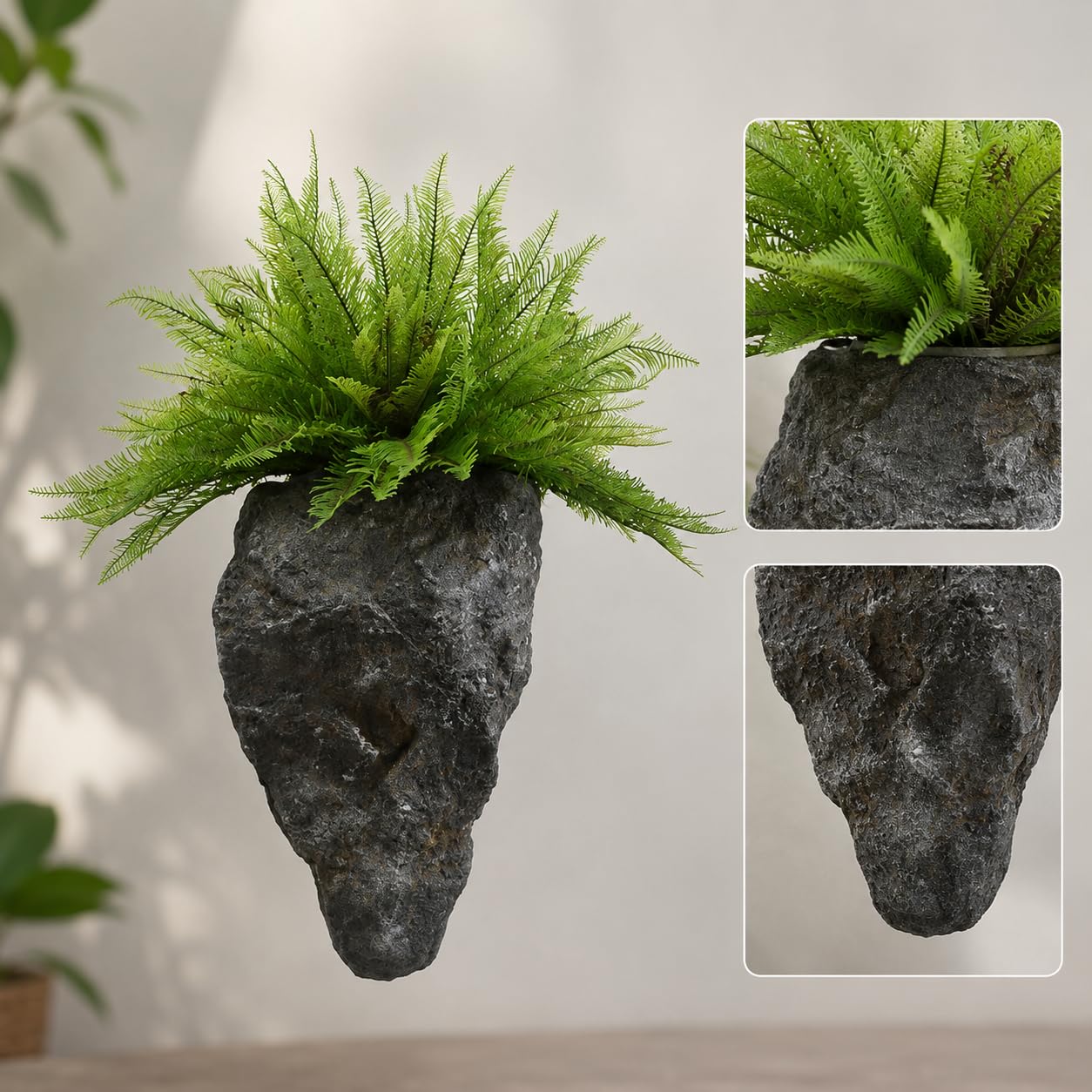 Künstliche Felsen, Felsoptik, 1# Schwebe-Stein-Pflanzgefäß (PU) | Robuste Oberfläche, Felsartige Dekoration, Wohnzimmergestaltung, Für Landschaftsgestalter
