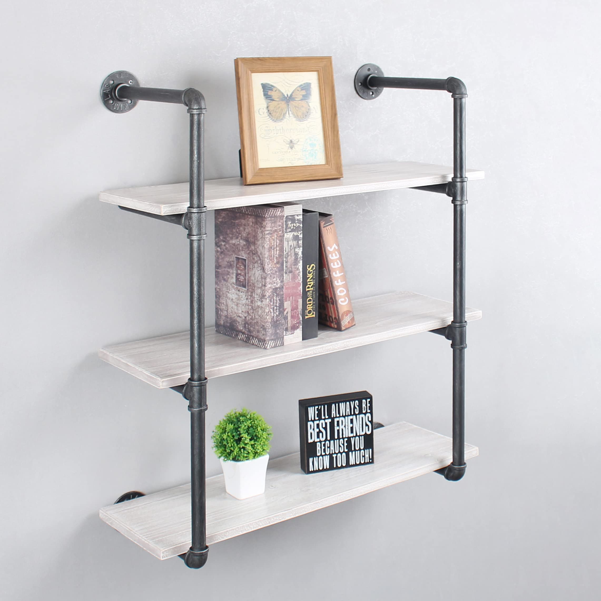 Buy MBQQ Industrial Retro Pipe Shelf 30in 3 Tier Wall ed, Rustic