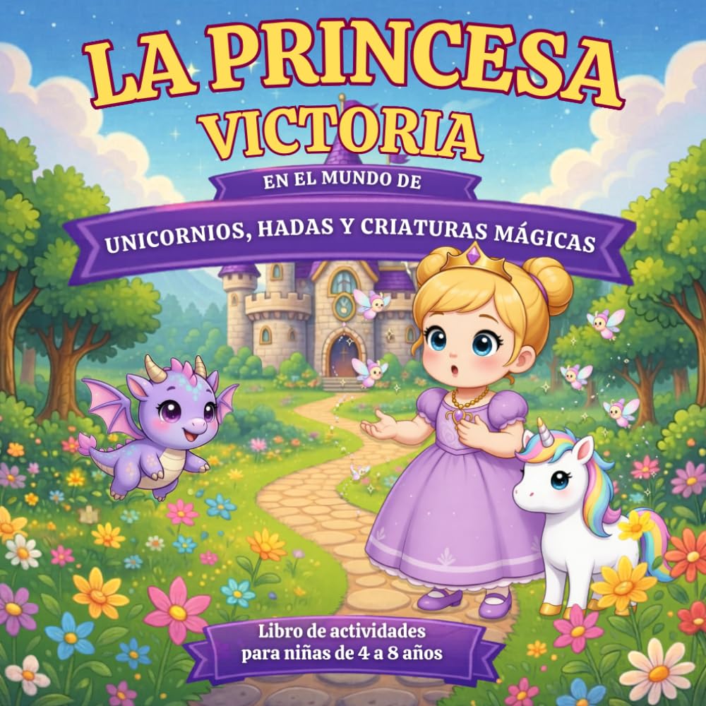 La Princesa Victoria en el Mundo de Unicornios, Hadas y Criaturas Mágicas: Libro de actividades infantil para niños de 4 a 8 años | Colorear, ... (El Mundo Mágico de Princesas y Príncipes)