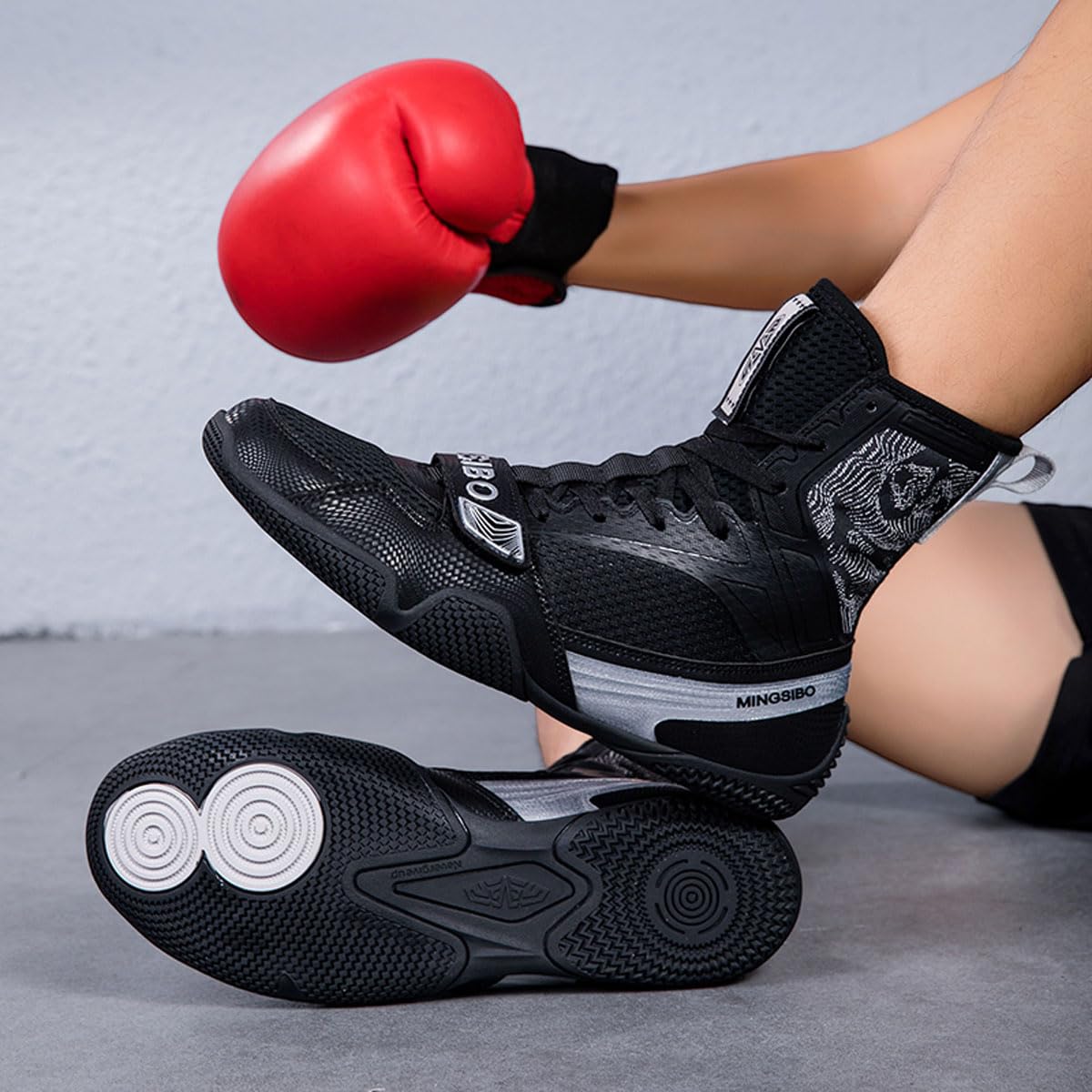 Scarpe da boxe unisex, da competizione, traspiranti, da combattimento e da combattimento