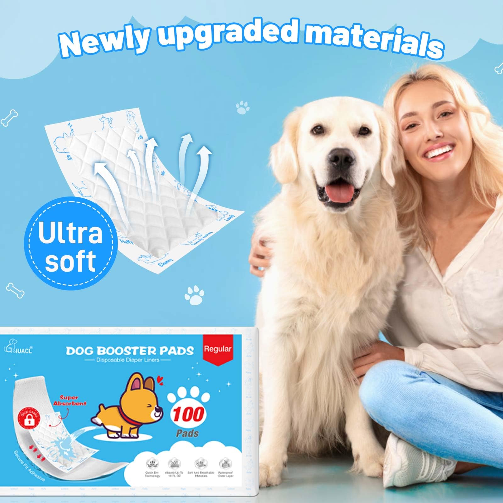 Pañales para perros machos y hembras, 150 unidades, almohadillas de refuerzo desechables de absorción ultrarrápida, protección perfecta para la mayoría de bandas reutilizables para el vientre de