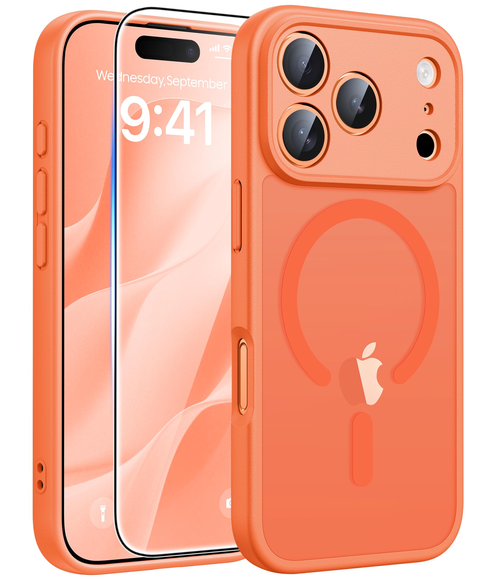 FNTCASE for iPhone 17 Pro Case: [Compatible with Magsafe] Translucent Matte Cases with [Full Camera Protection] [Screen Protector] Military Grade Shockproof Protective Phone Cover - Light Pink — view 17