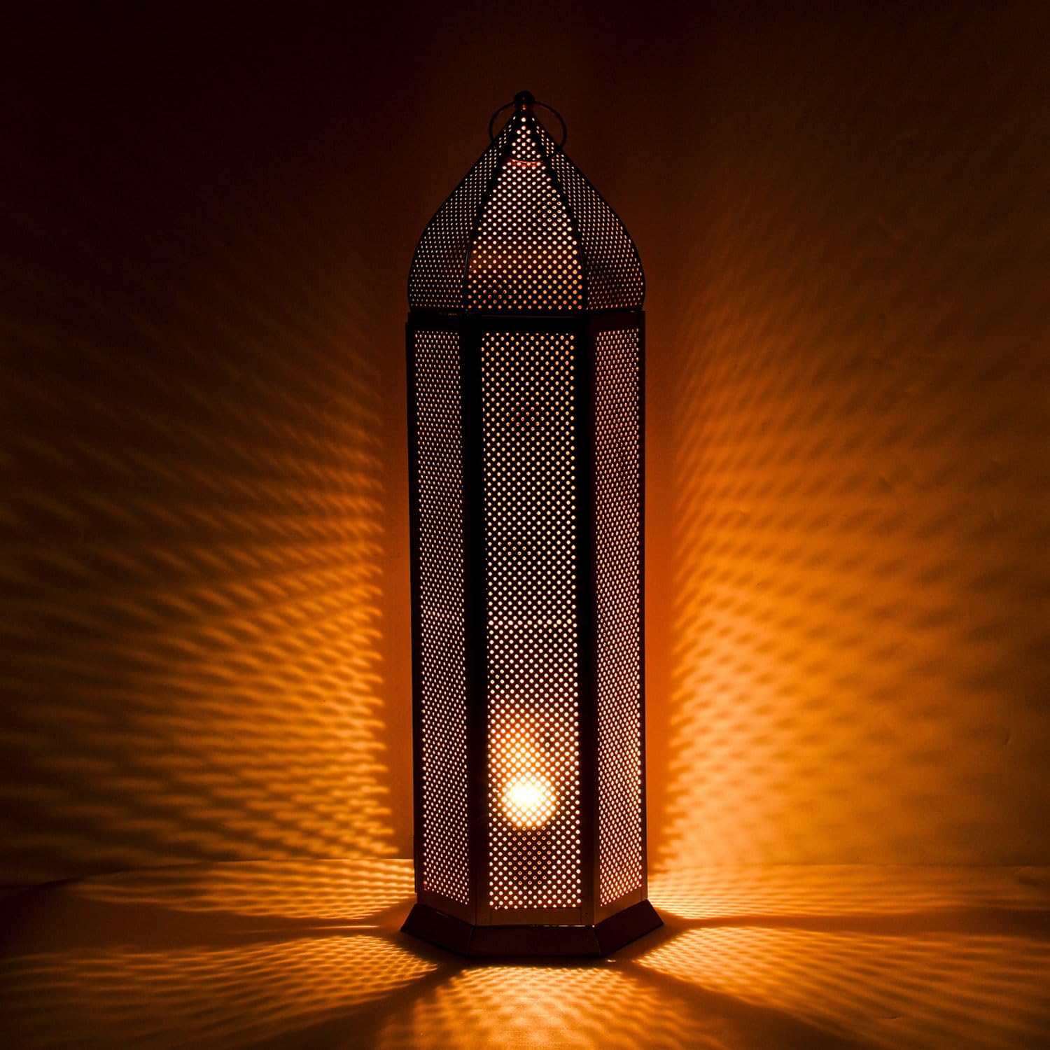 Orientalische Stehlampe Azel aus Metall in Gold Boho 72 cm Wohndeko