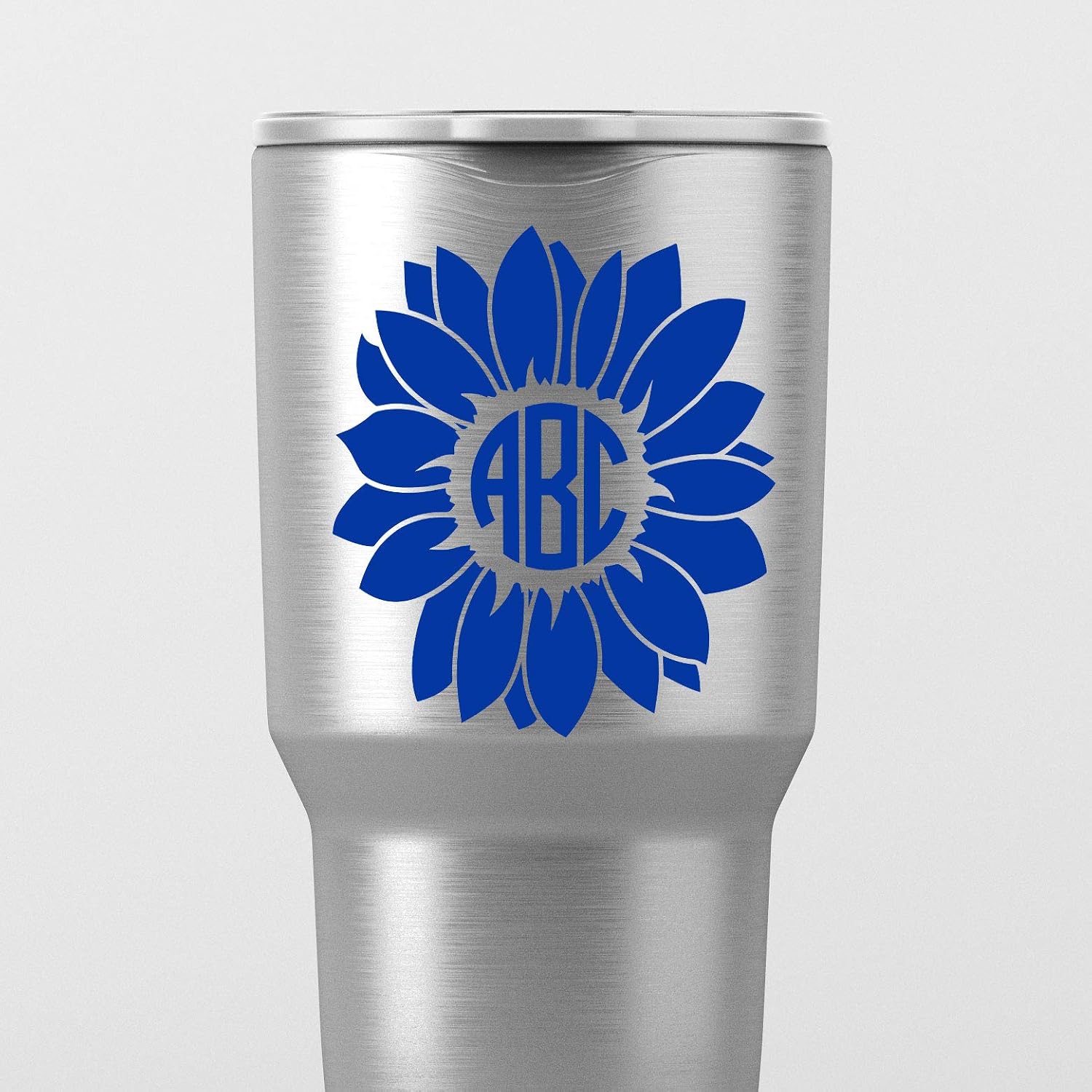 Custom Personalized Circle Flower Monogram Initials Sticker Decal Compatible with Cups, Laptops, Tumblers, Car Windows (Glitter Available)