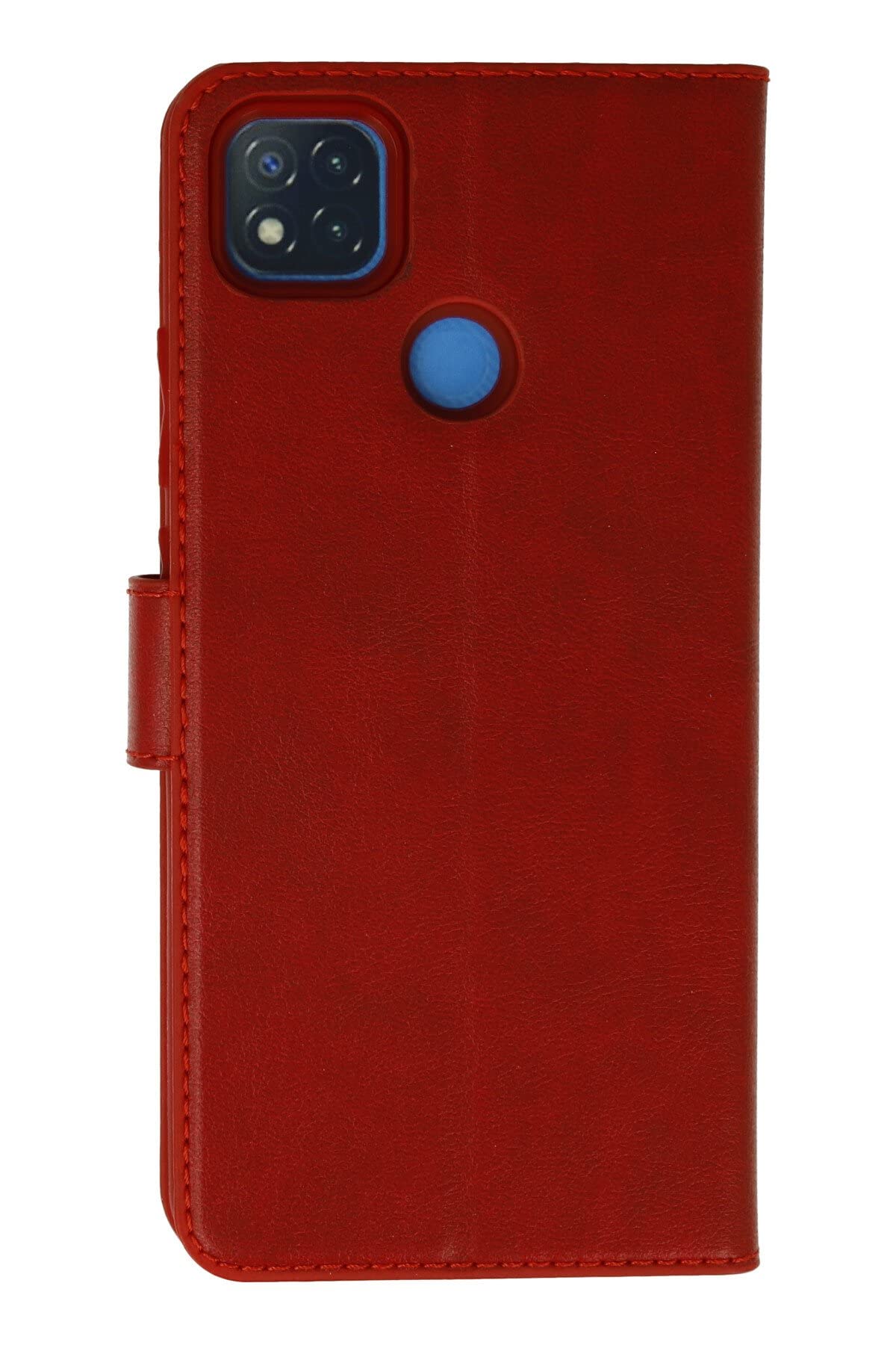 Nevarium Xiaomi Redmi 9C Uyumlu Kılıf Kapaklı Cüzdan Standlı Deri - Kırmızı