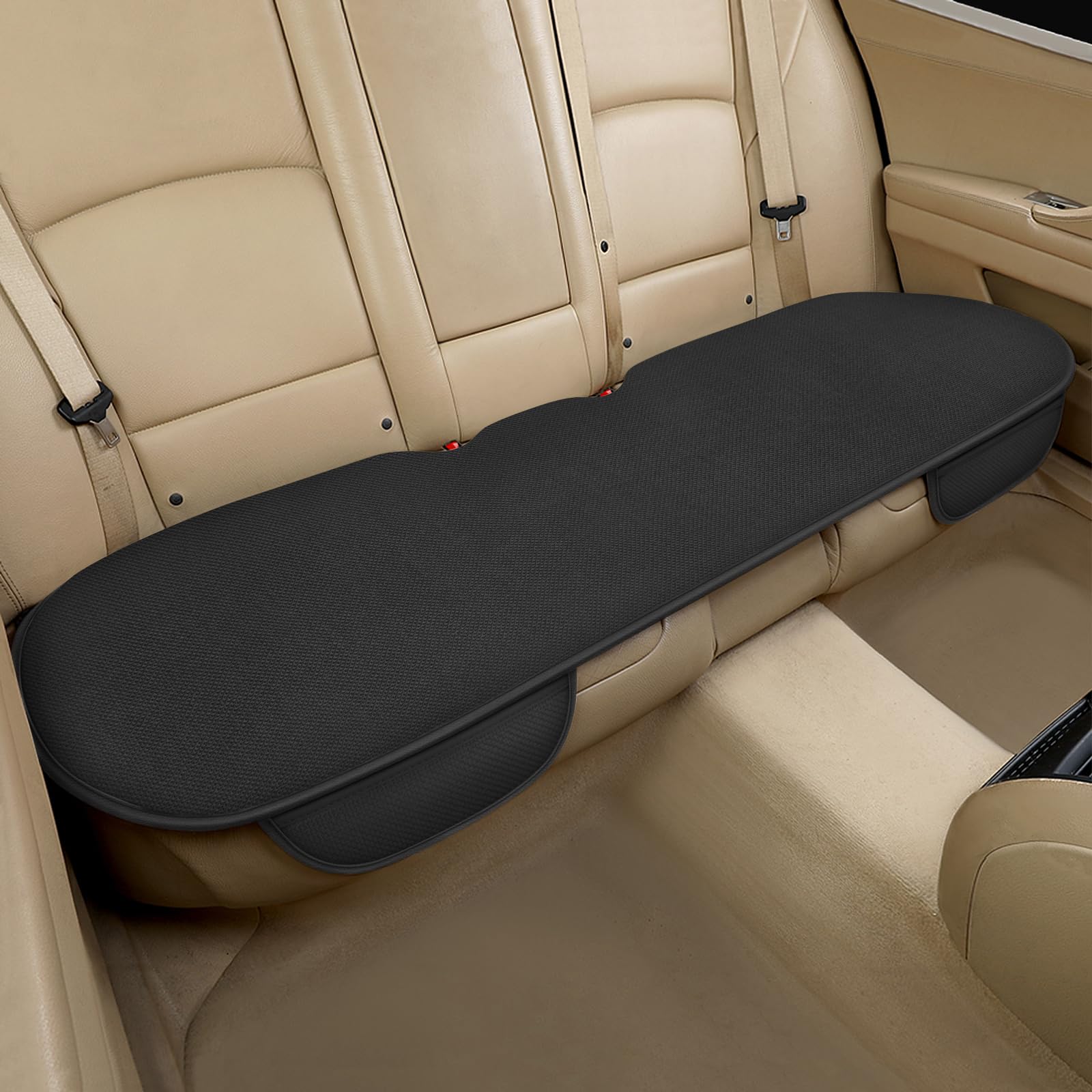 Car Seat Cover Universal Rear Cushion Bottom,Cotton and Linen Seat Cushion Pad with Storage Pocket, Warm in Winter and Cool in Summer,Works with Sedan SUV Pickup Minivan (Black Rear)
