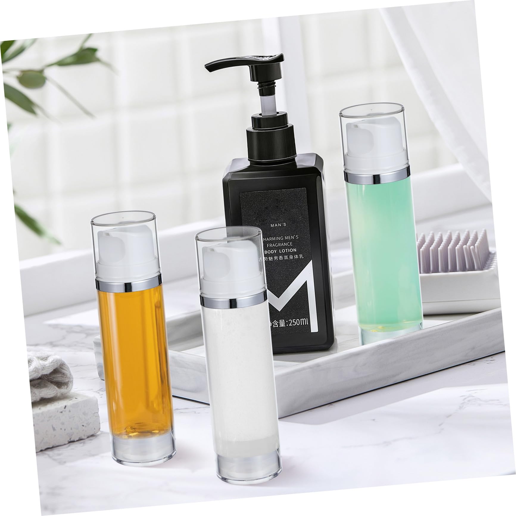 Flacone Pompa Airless 150ml 2 Pezzi Contenitore per Lozione Trasparente Abs Bottiglia da Viaggio Coperchio Erogatore per Crema Viso e Balsamo Adatto a Viaggi e Uso Quotidiano