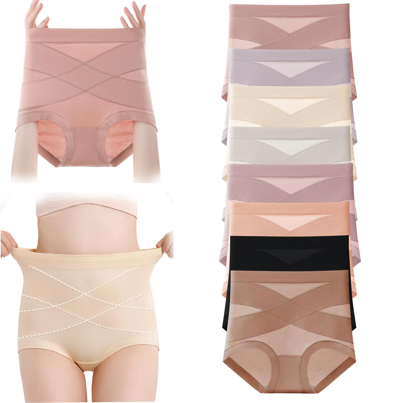Ropa interior moldeadora a prueba de fugas para mujer, cintura alta, sin costuras, con control de abdomen, cobertura completa, algodón suave