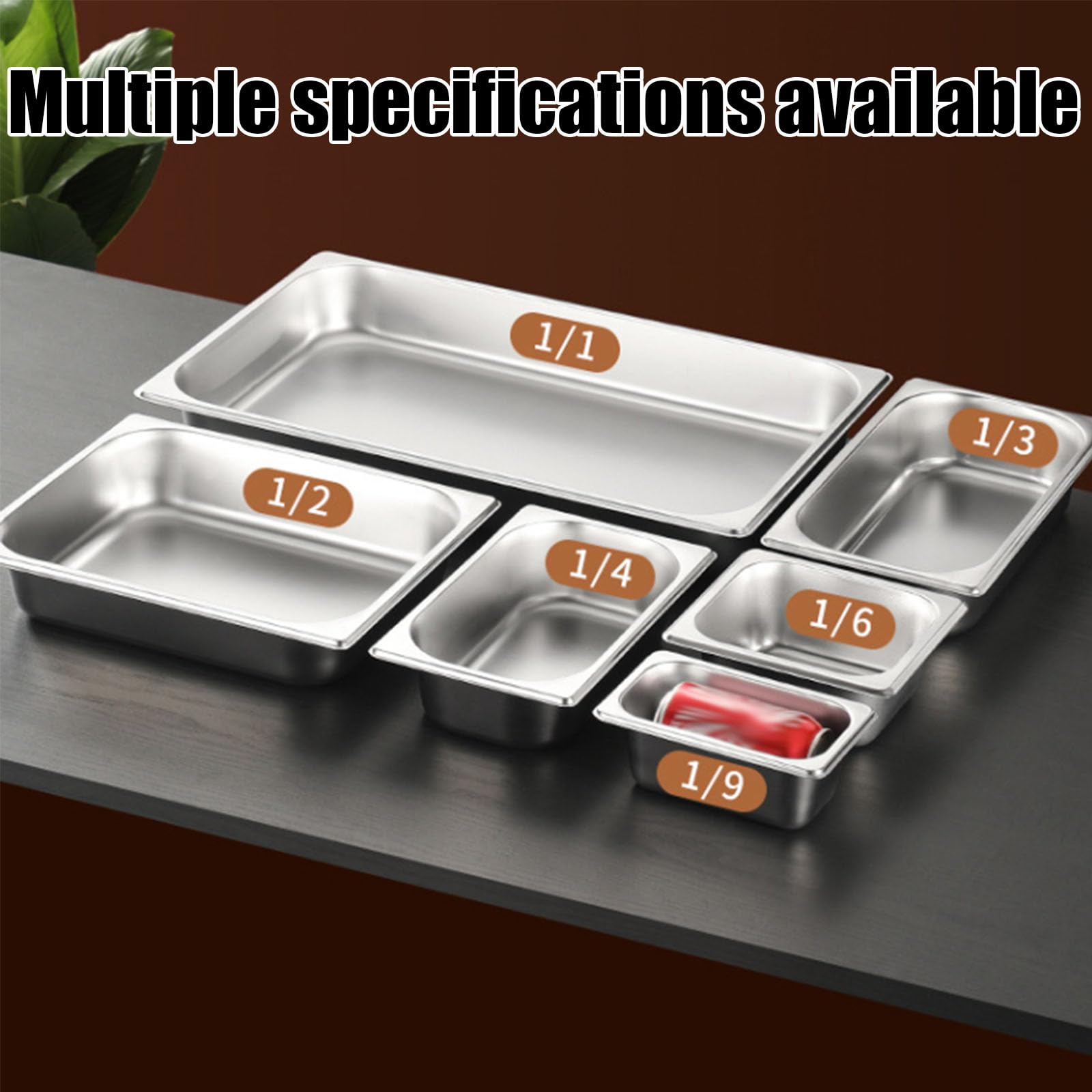 Rectángulo Recipientes para Alimentos,Apilable Accesorios para Pizza Contenedor GN,Contenedor Gastronorm De Acero Inoxidable,1/3（32.5 * 17.5cm）,6.5cm