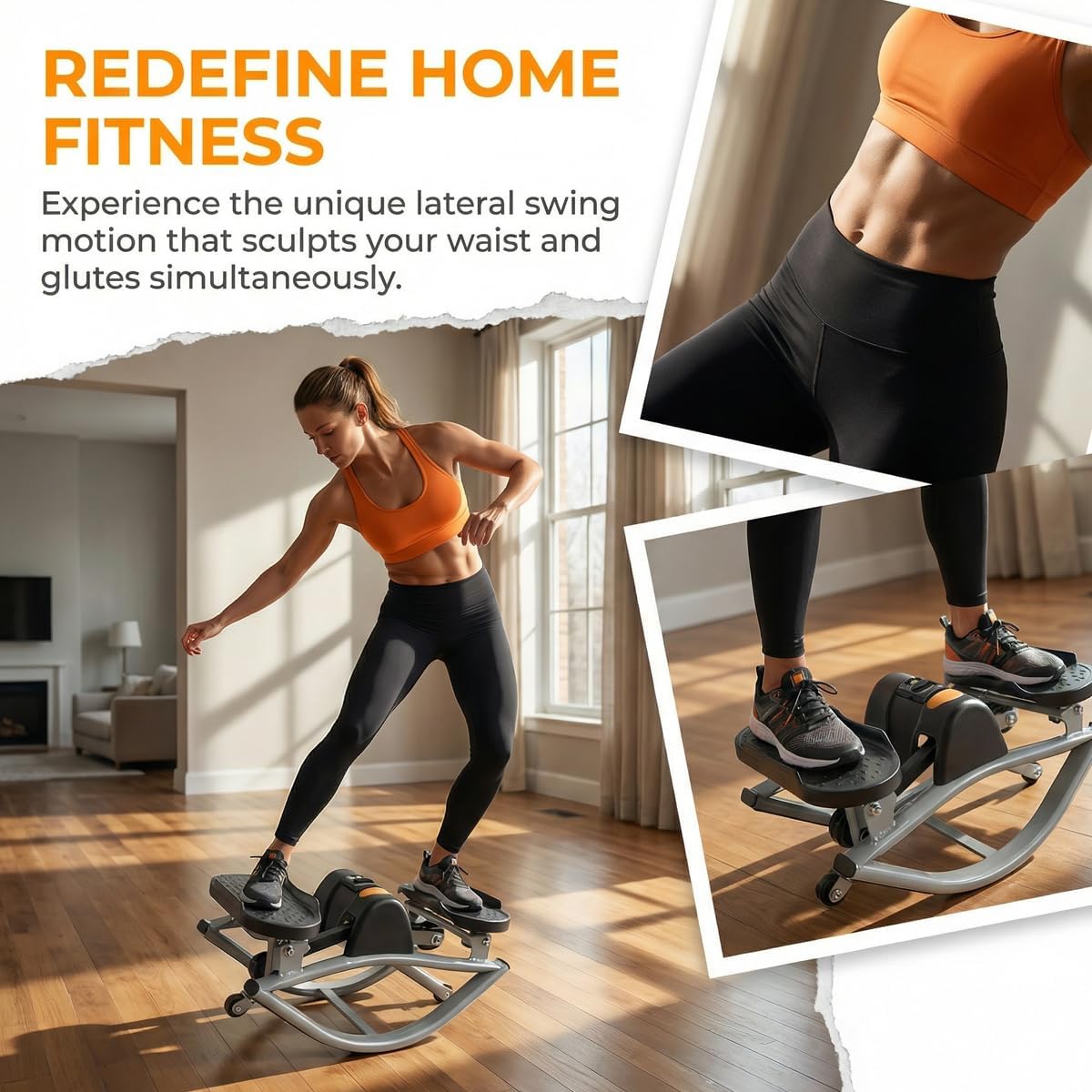 Rock Stepper Side to Side,Rocking Stepper Equipped with Resistance Bands and Non Slip Floor Mats，Portable Rock Stepper for Home Apartment Dorm Office