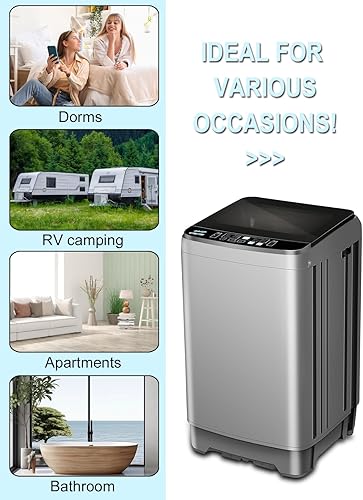 Miniatura 3 de Bomba de drenaje portátil de 25 libras, 10 programas y 8 niveles de agua, lavadora completamente automática con pantalla LED, ideal para campamento