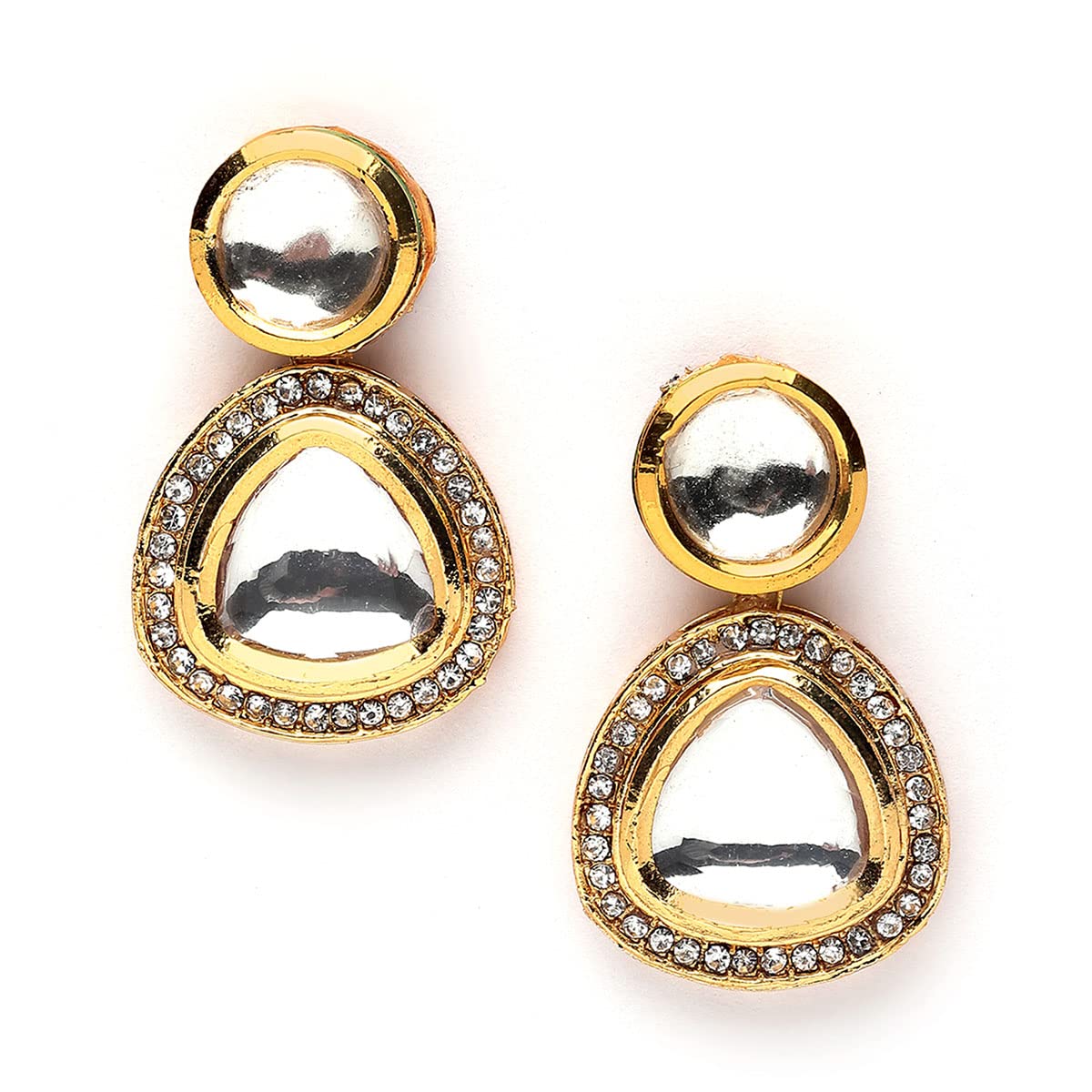 Karatcart Gold Plated Handcrafted Polki Kundan Drop Earrings for Women