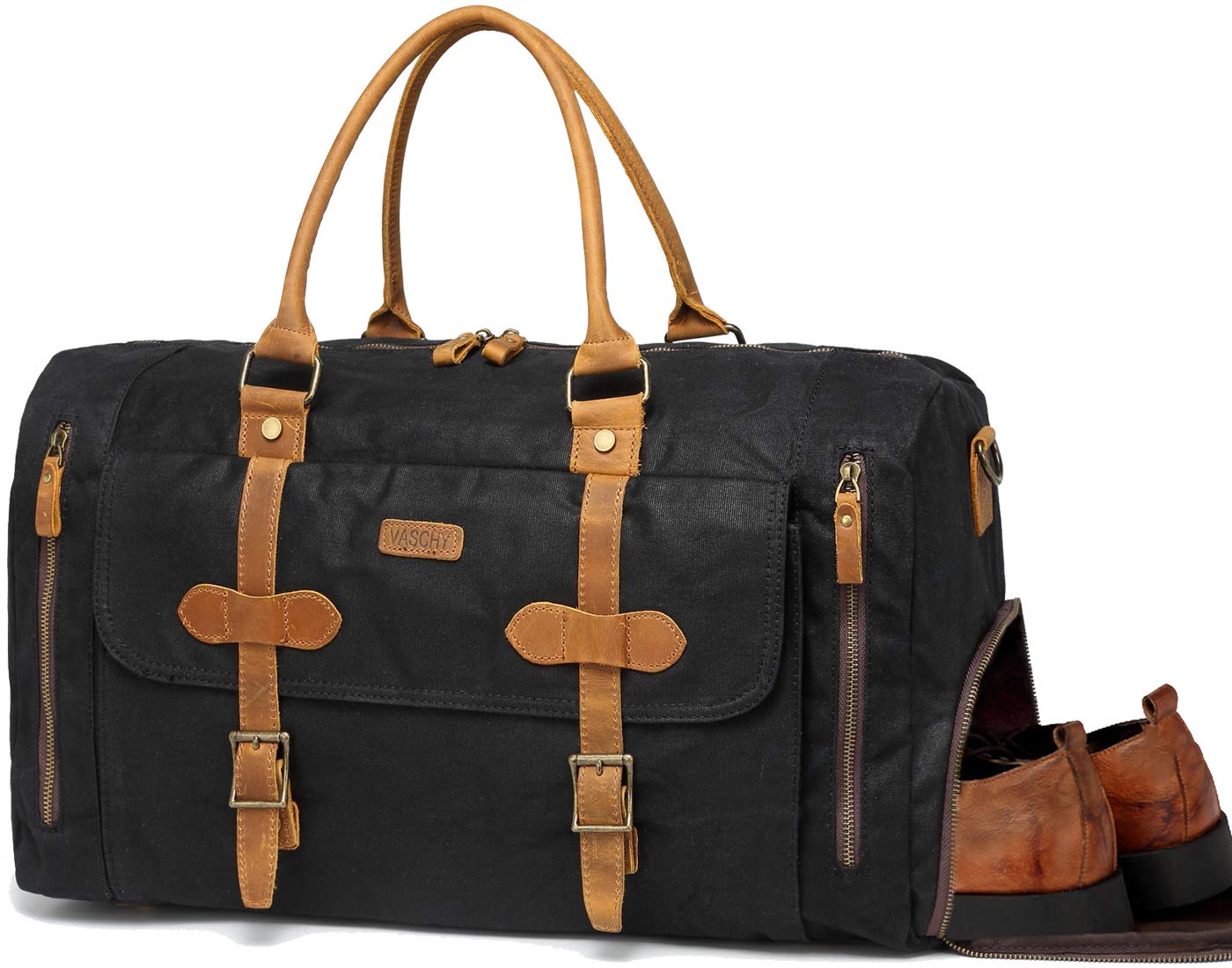 Buy Waxed Canvas Duffle Bag, Vaschy 46L Waterresisitant Travel Bag