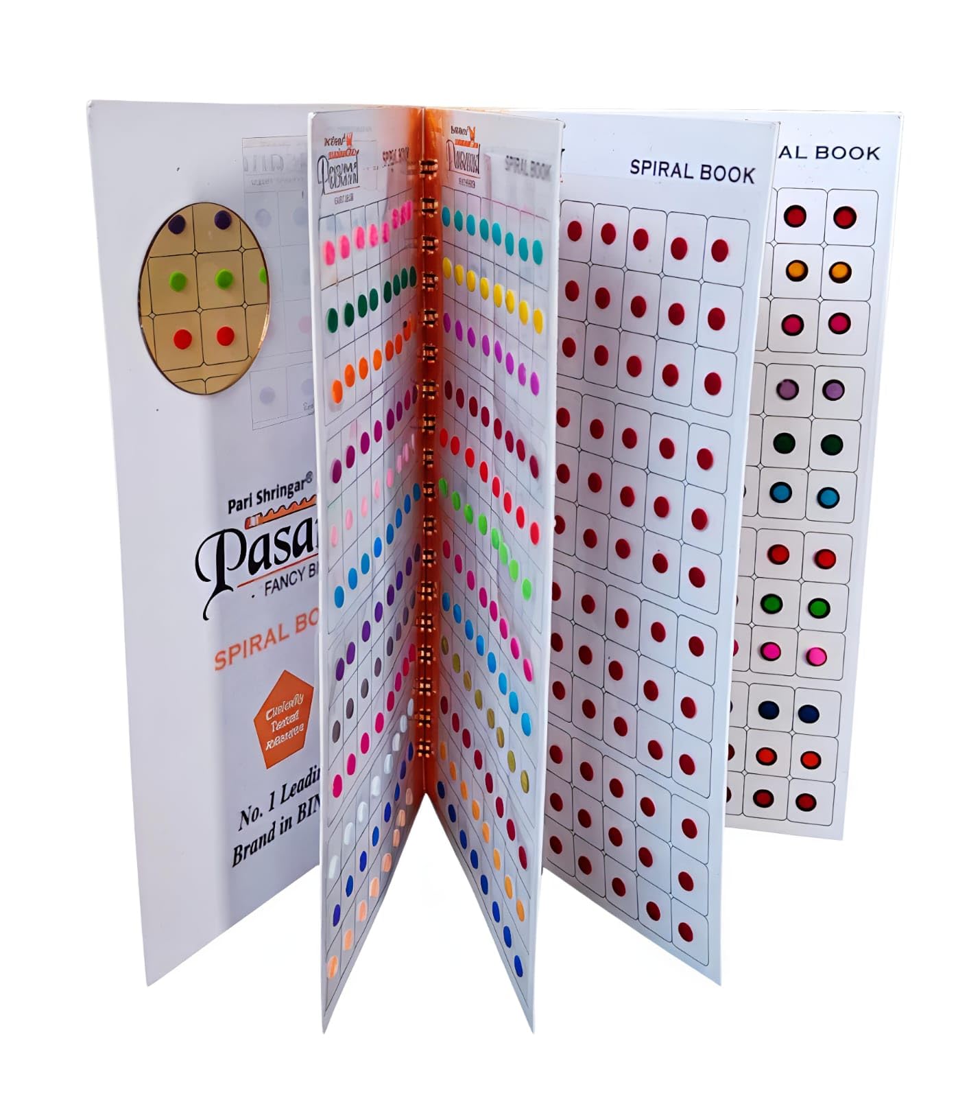 Qubix Premium Velvet Self-Adhesive Kumkum Bindis for Women | Plain Round Multicolour Bindiya Set | Soft Forehead Stickers | Spiral Bindi Booklet – (768 Bindis) (3 MM)-image-9