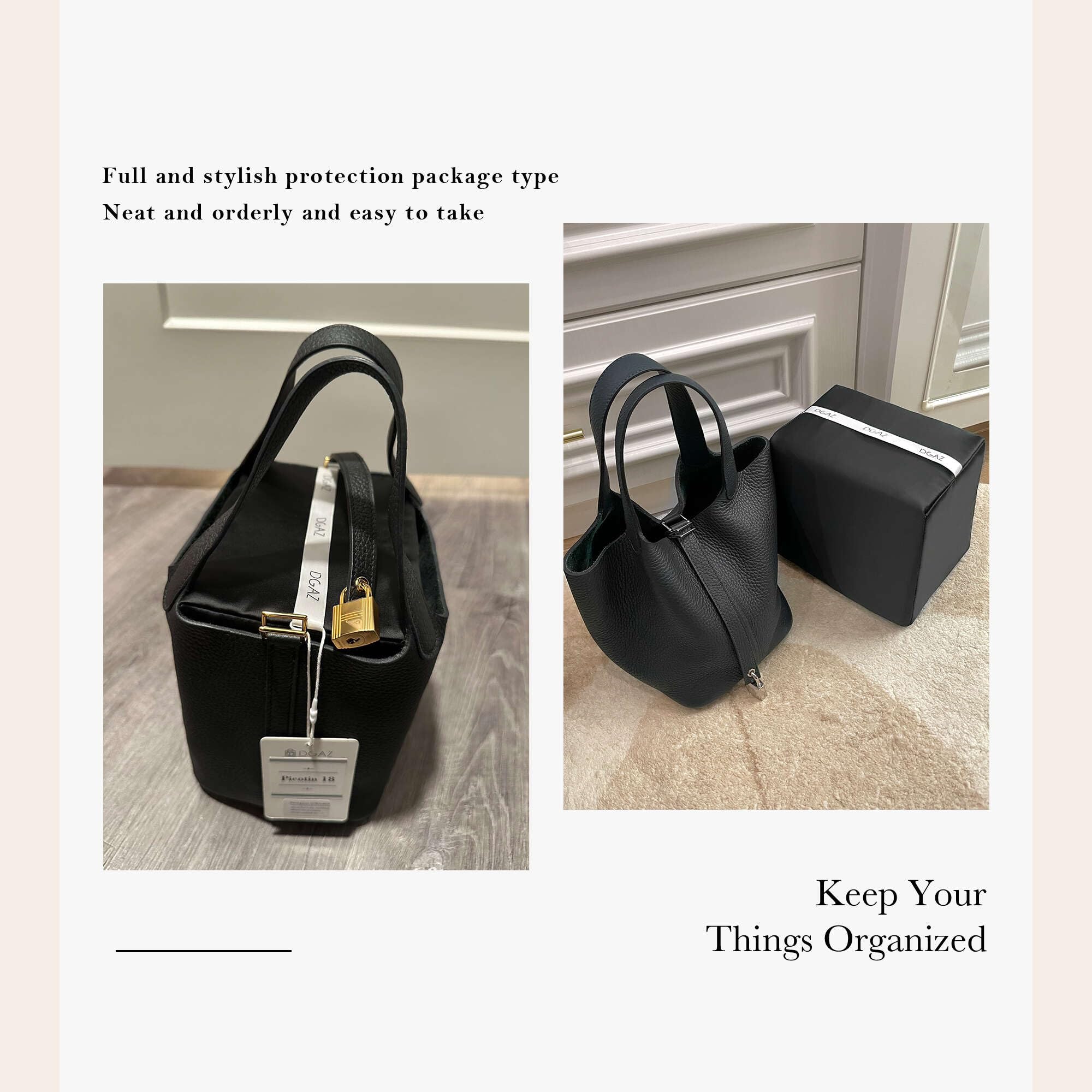 DGAZ Inserto per cuscino da borsa, di lusso, in memory foam, adatto a picotin18/22Bags (nero, PC18)