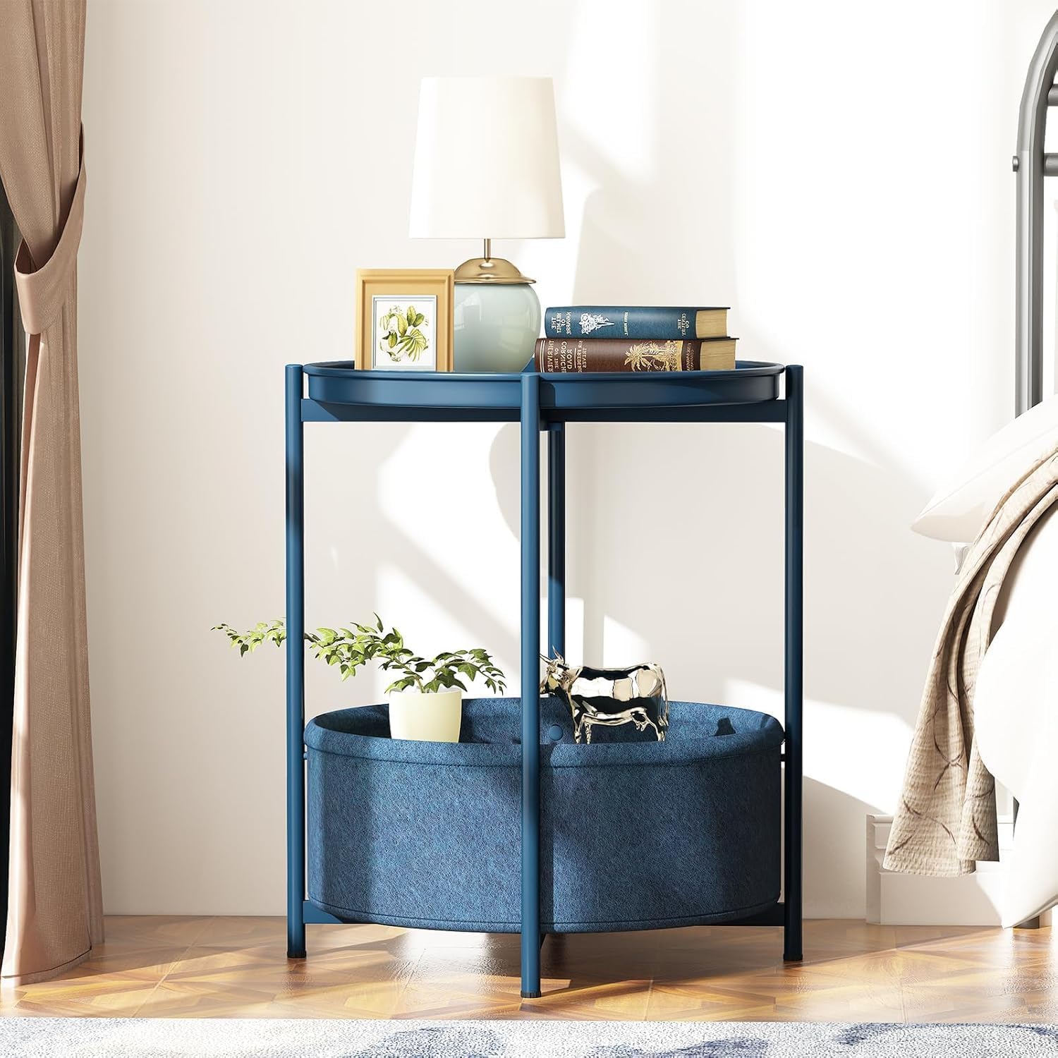 Kleine Blauwe Metalen Woonkamer tafels Met manden kopen? | Tot