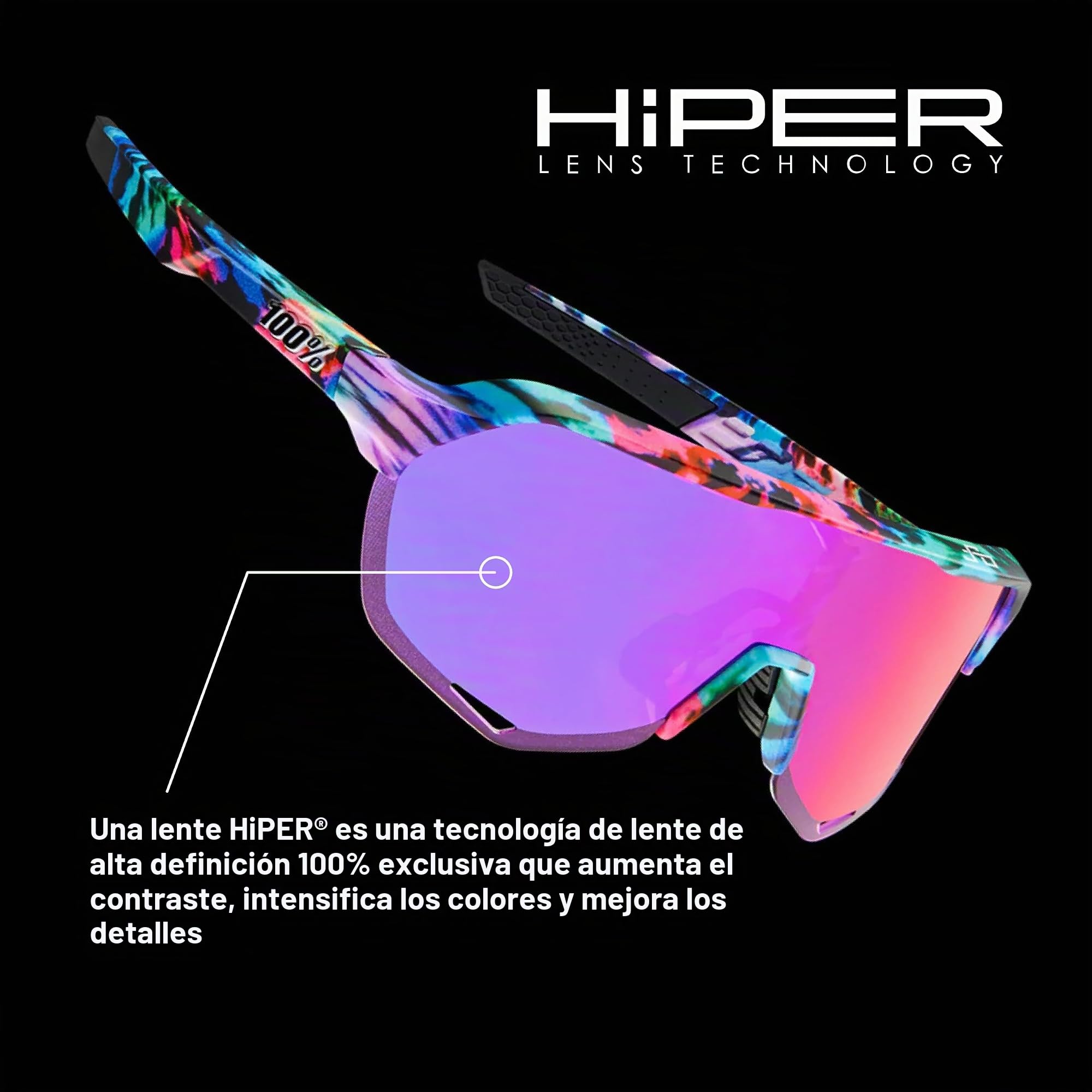 100% S2 Sport Performance - Gafas de sol de ciclismo deportivas con policarbonato, lentes resistentes a los arañazos