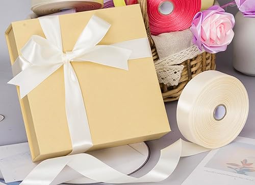 Vista 48 de Cinta de satén sólido azul real de 1 pulgada, cinta de tela artesanal de 50 yardas para envolver regalos, ramos florales, decoración de fiesta