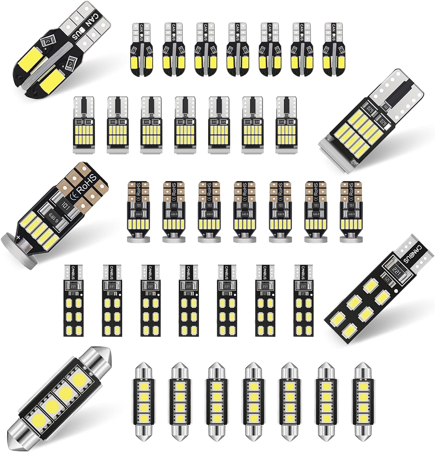40 PCS Car LED Interior Dome Light, 12V Reading Lamp, License Plate Light, for Car Map Dome Trunk Door Cargo Courtesy License Plate Lights (White)