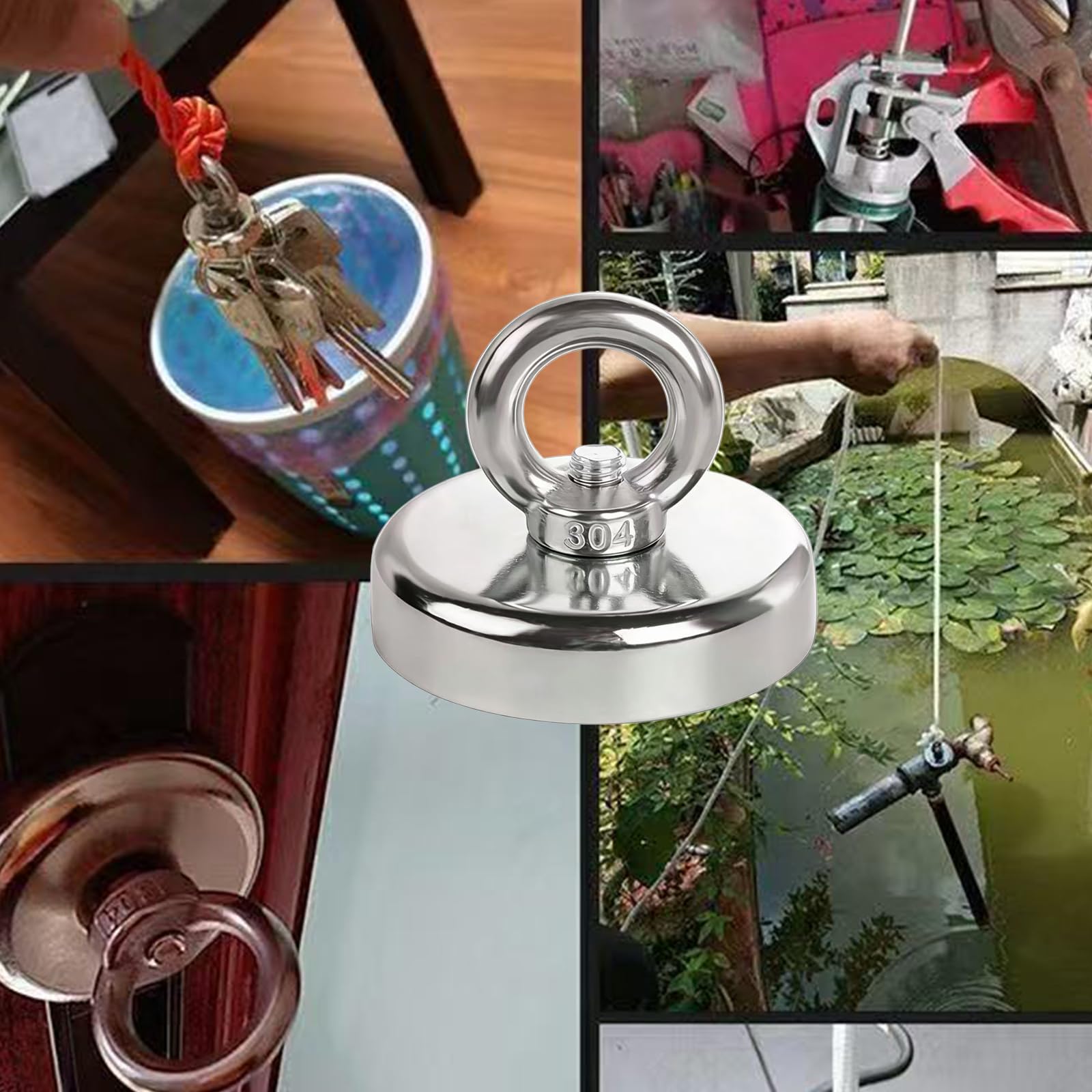 10Stück Magnete Stark 32mm Neodym Magnete Extra Stark Groß 45KG Magnetfischen Magneten Starker Halt Magnet mit Gewinde,Außenbereich Industrie