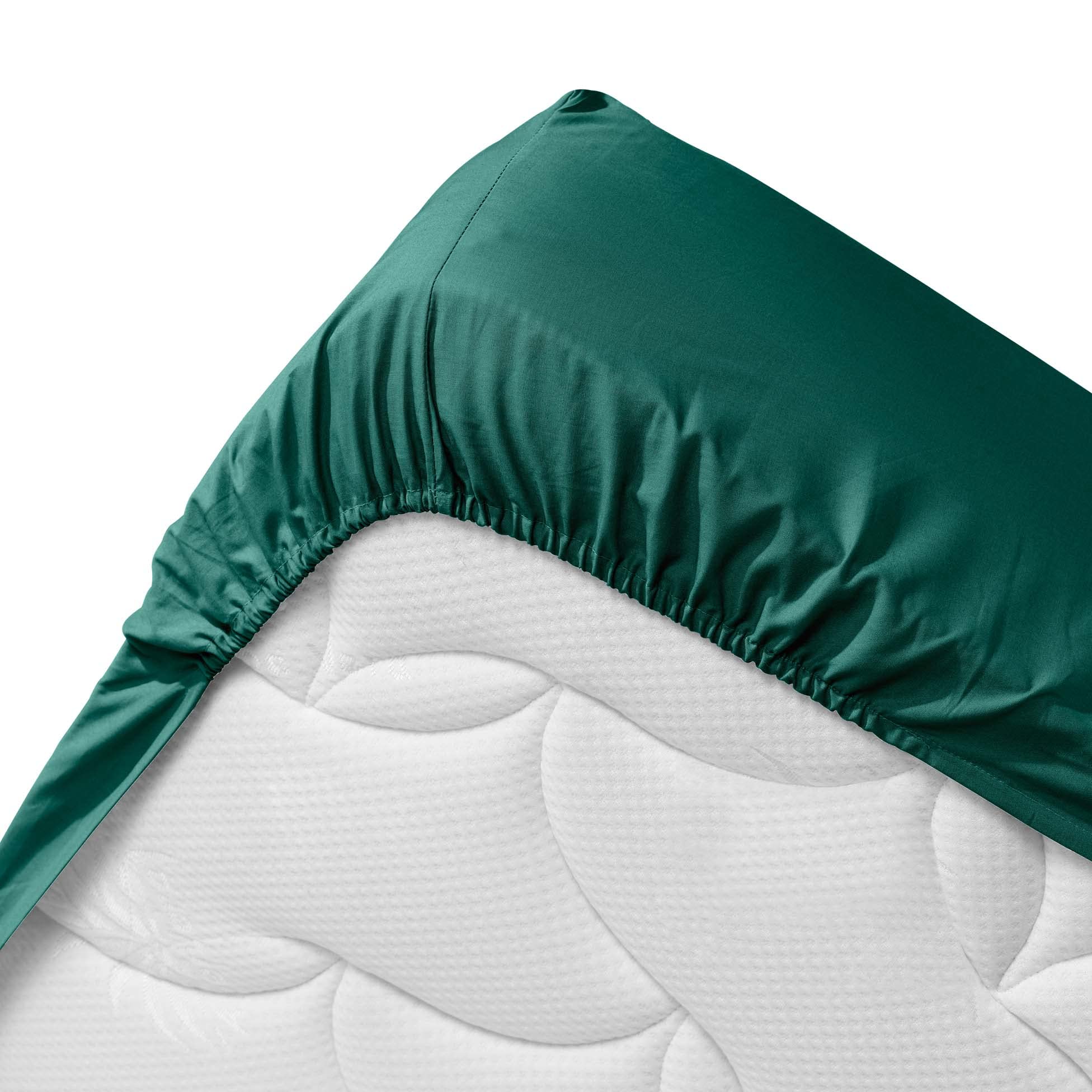 Douceur d'Intérieur Double Fitted Sheet, Cotton, Emerald, 140 x 190 cm - Image 3