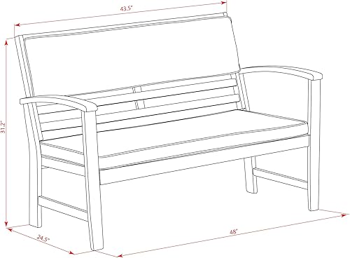 Miniatura 11 de East West Furniture BCOSSNA - Juego de sofá bistró de patio de 4 piezas que incluye una mesa rectangular de madera de acacia para exteriores y