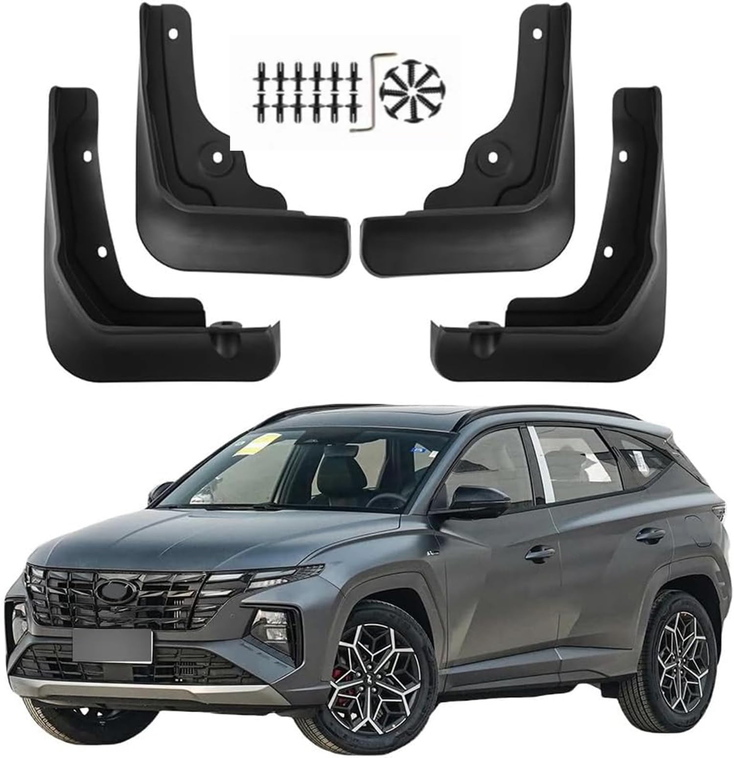 4pcs Car Mud Flaps Compatible with Hyun-dai Tucson Hybrid N Line 2024 2025 Mudflaps Fender Mudguard Front Rear Splash Guard Cars Accessories