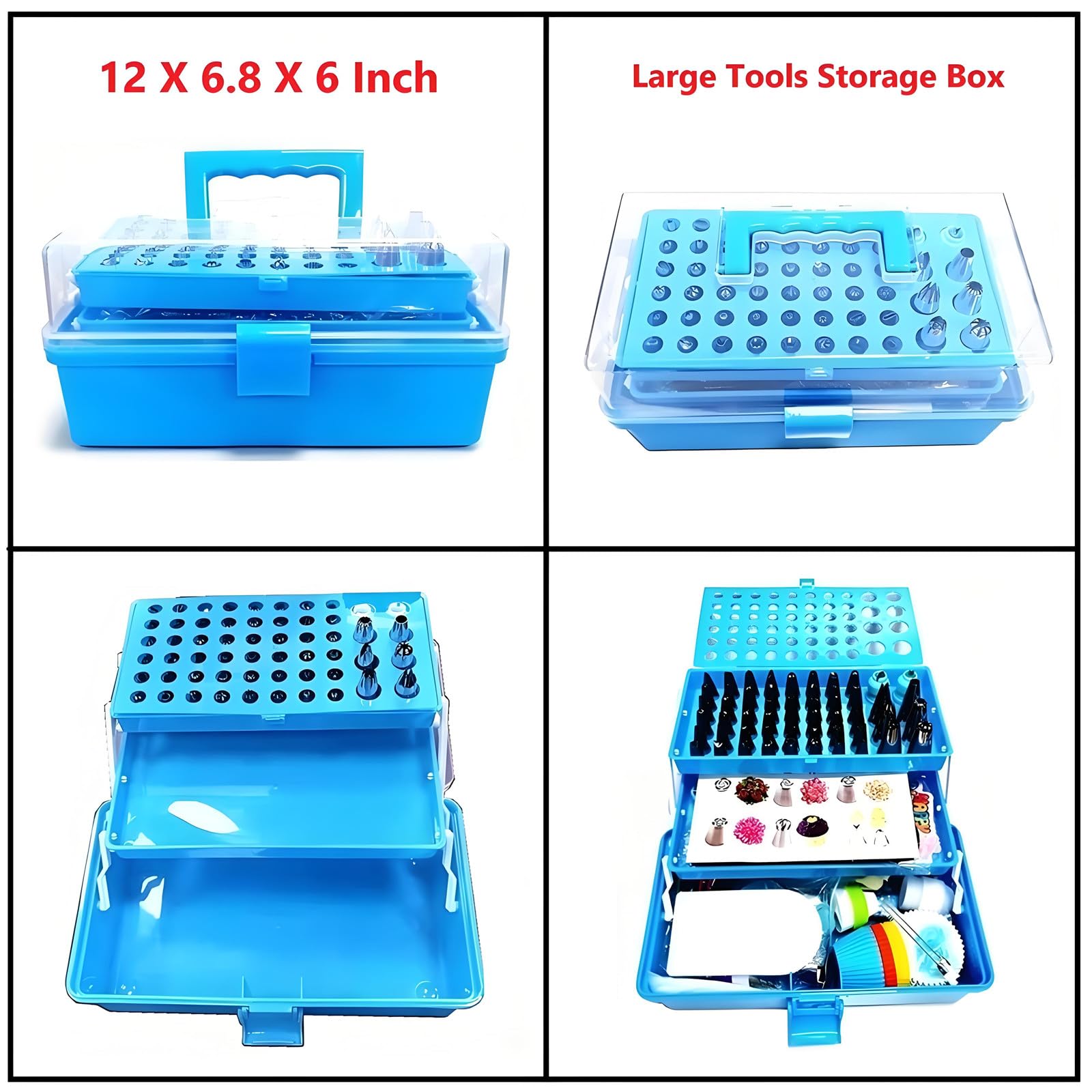 YOQXHY 387 Pcs Cake Decorating Kit Piping Bags and Tips Set,with 64 Icing Tips,102 Pastry Bags,5 Couplers,Cake Spatulas,More Cupcake Cookie Decoration Tools,Toolbox, (Blue)