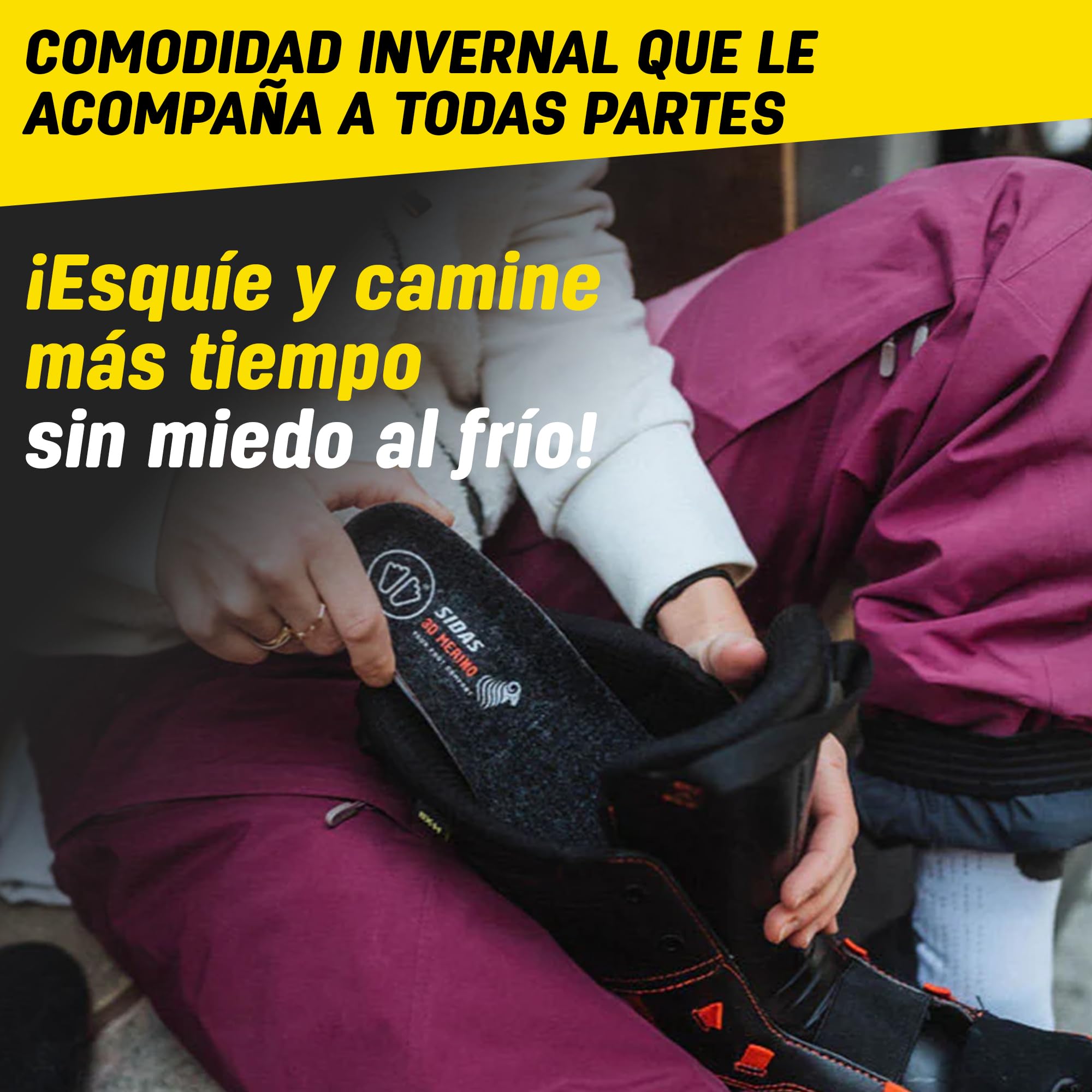 Sidas Plantillas de lana merina, Winter 3D, para esquí y actividades invernales, plantillas aislantes y cómodas (39-41)