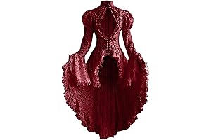 Renaissance Black & White Floral Lolita Dress, Lace Vintage Victorian Flare Sleeve