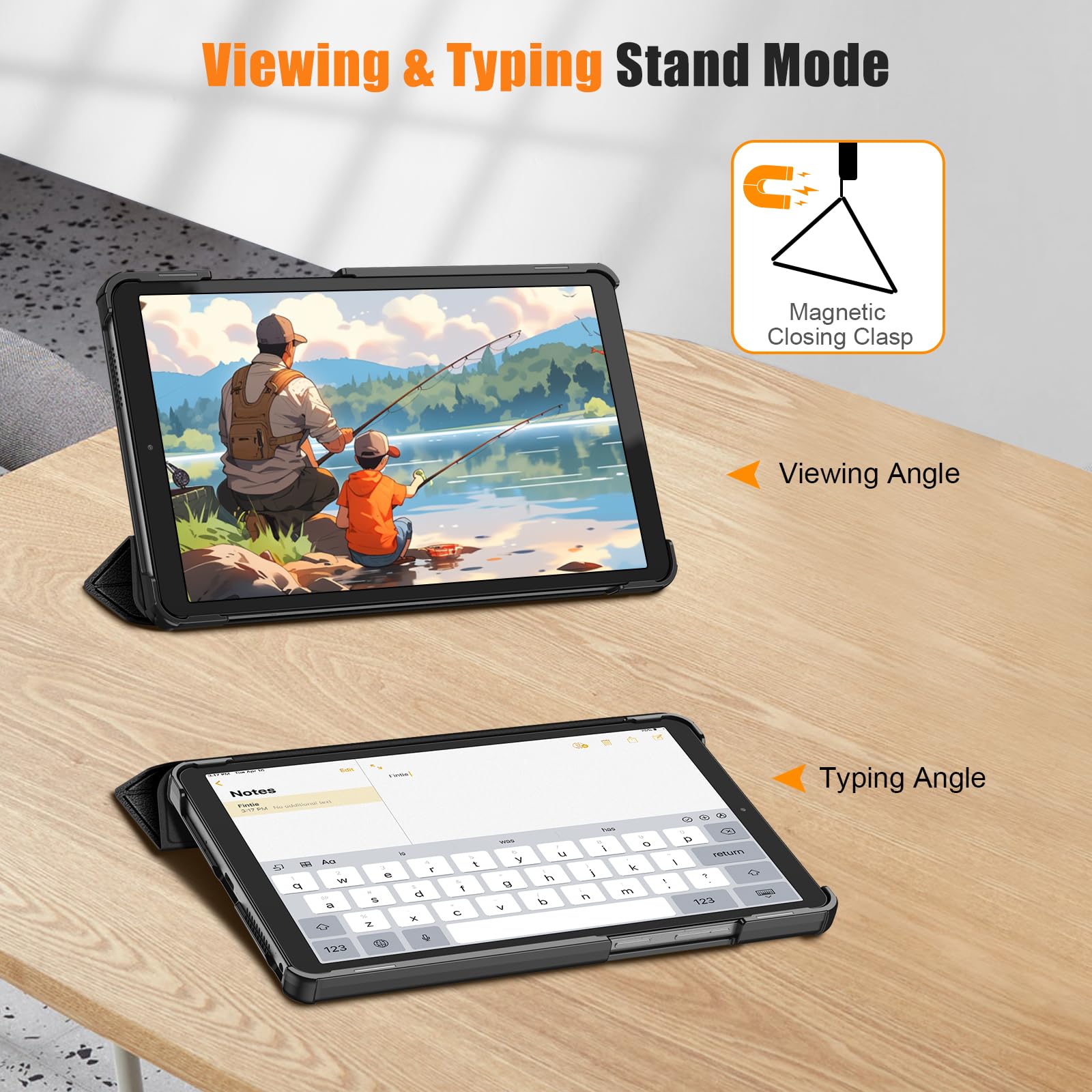 Fintie Etui do Lenovo Tab One 8,7 cala 2025 – ultra cienkie, super lekkie, ze sztucznej skóry, etui ochronne z funkcją automatycznego wygaszenia/wybudzenia, czarne