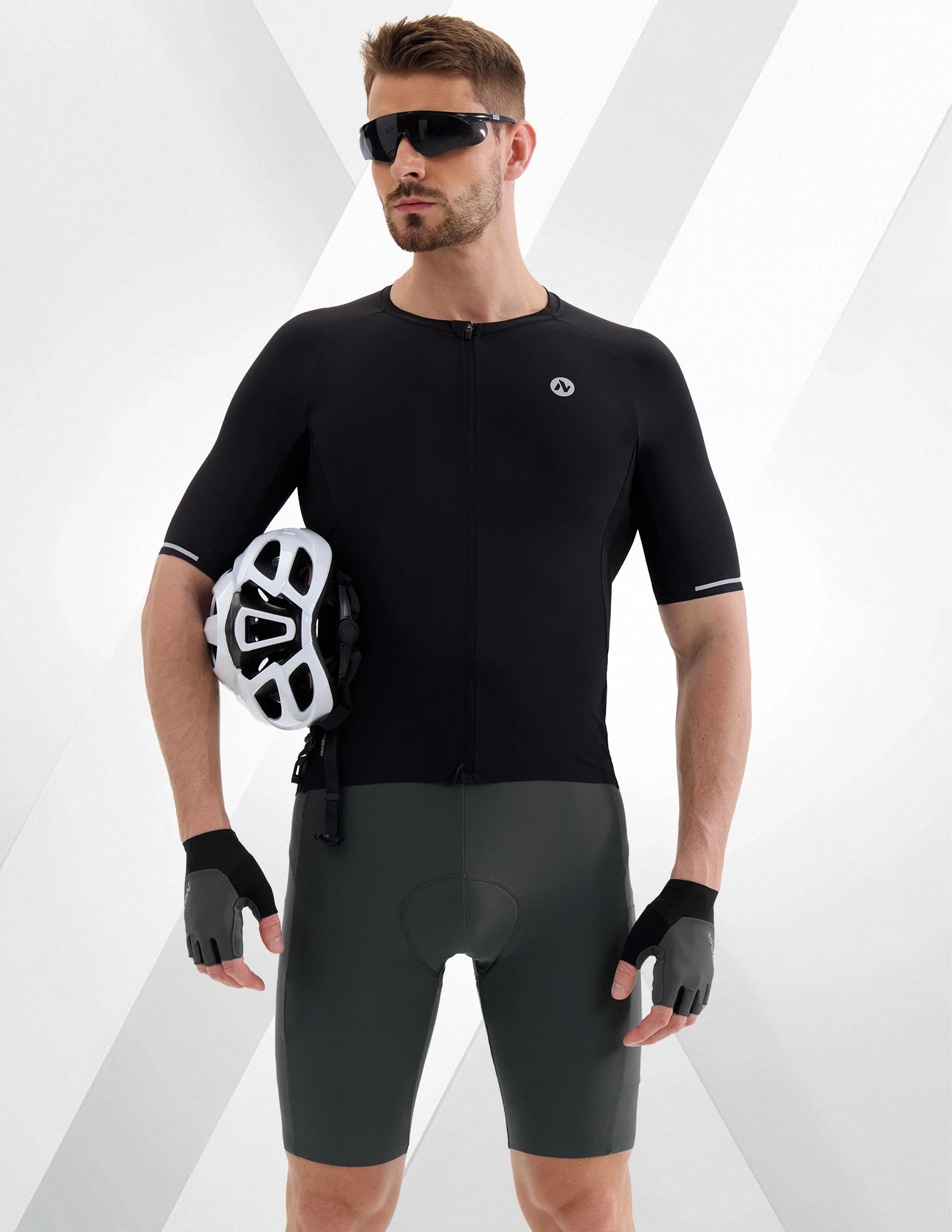 Nepest Pantaloncini da ciclismo da uomo, imbottiti, elasticizzati a 4 vie, UPF 50+ | Pantaloni da ciclismo da uomo con imbottitura, vita antiscivolo, tasche, riflettenti, traspiranti, pantaloncini da ciclismo