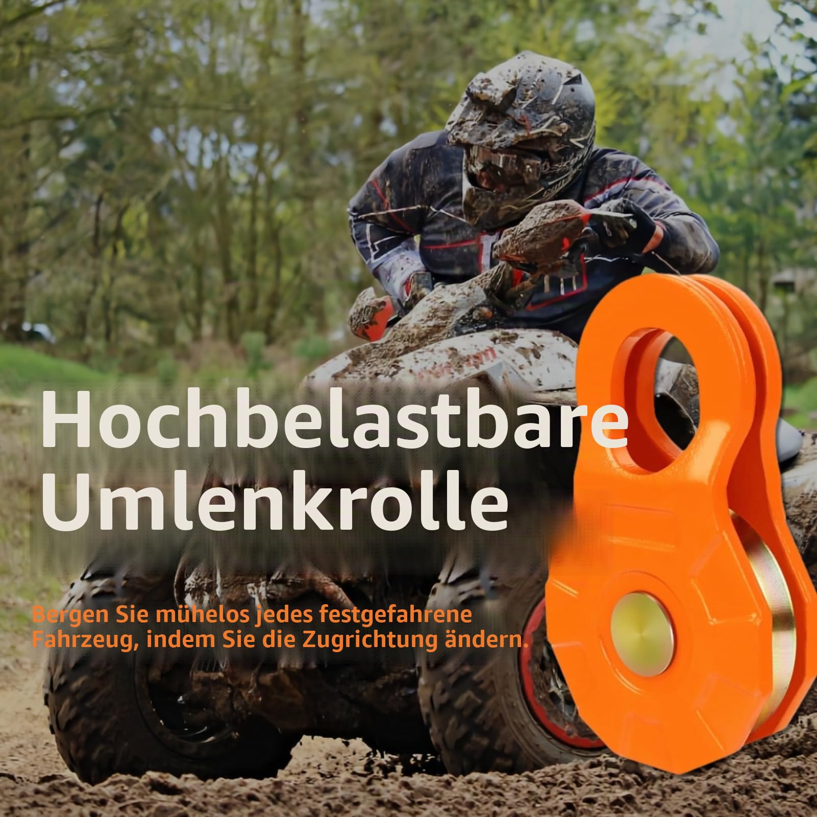 Umlenkrolle Snatch-Block für ATV und Utv Winch, 25,000 Lbs (12.5t) Mbs, Rettung von Fahrzeugen Hochleistungs-Windenrolle, Schnappblock Riemenscheibe für Synthetisches Seil oder Stahlkabel