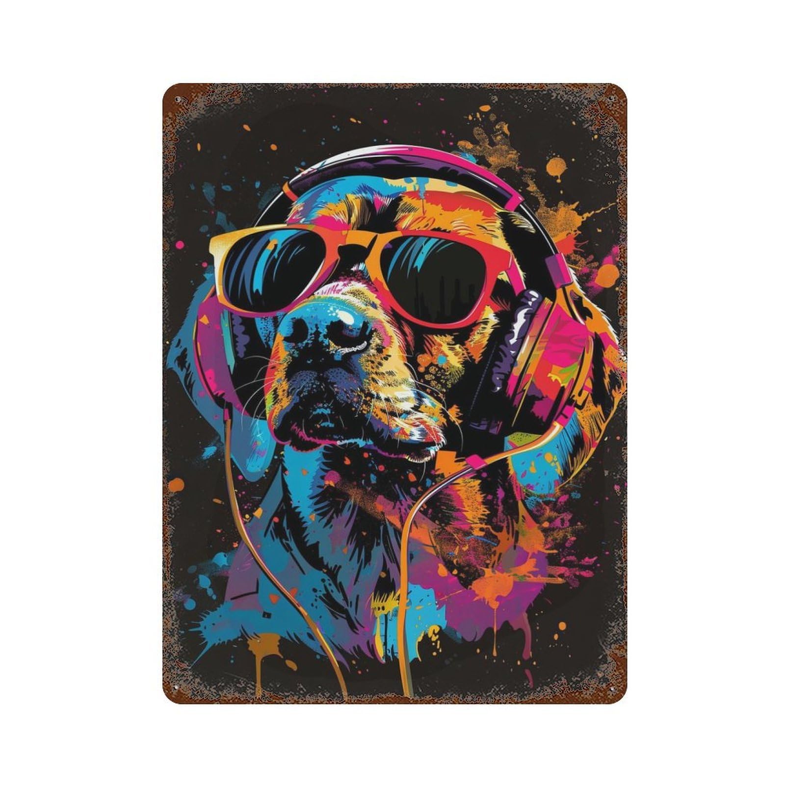 Distressed Metal Wall Sign Beagle Colorful 15.7"x11.8", Vintage Wall Decor for Garage, Bar And Workshop Decor