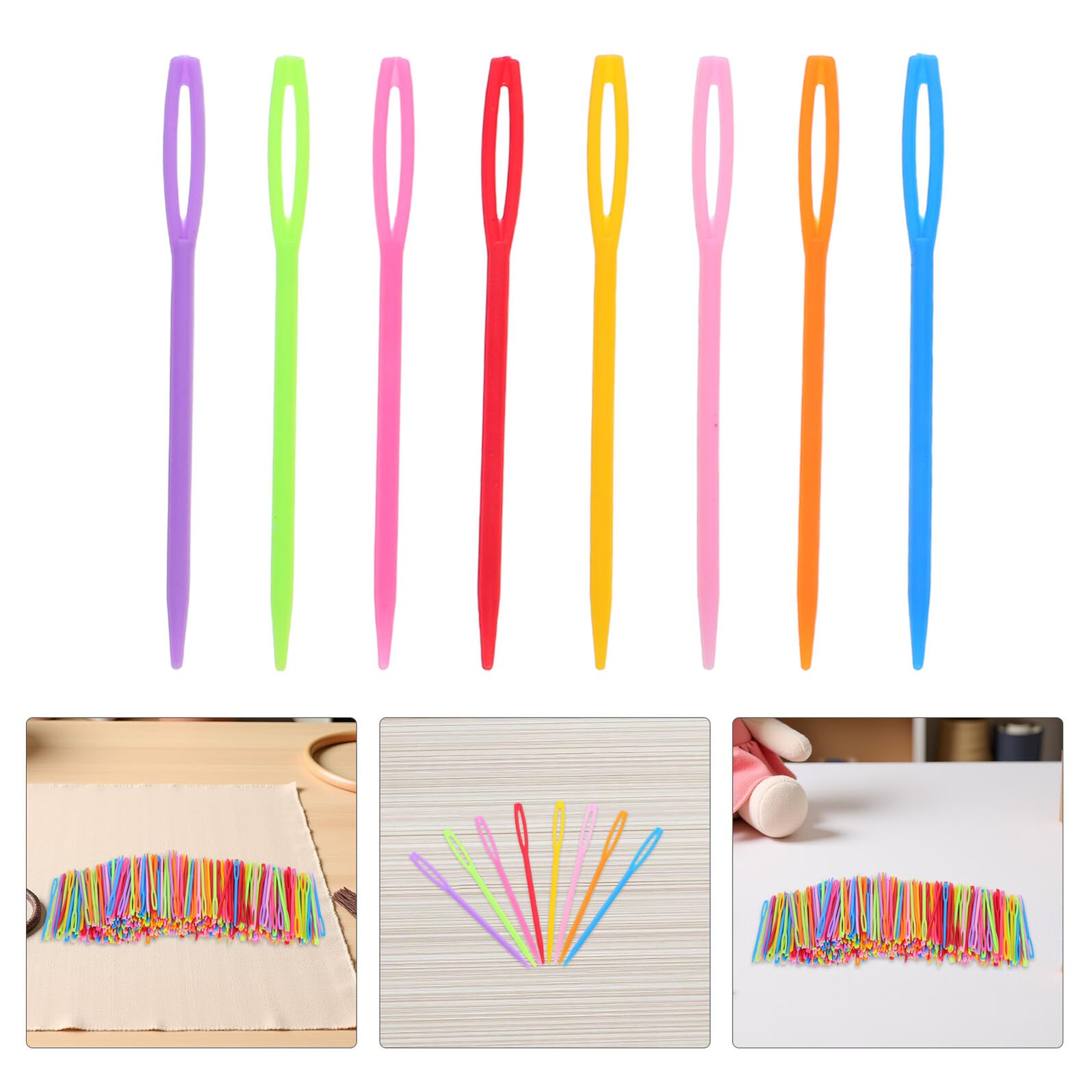 SAFIGLE 2000piezas Agujas de Coser de Plástico de Colores Agujas Grandes de Ojo para Lana Herramienta de Aprendizaje y Seguridad para Manualidades de Costura