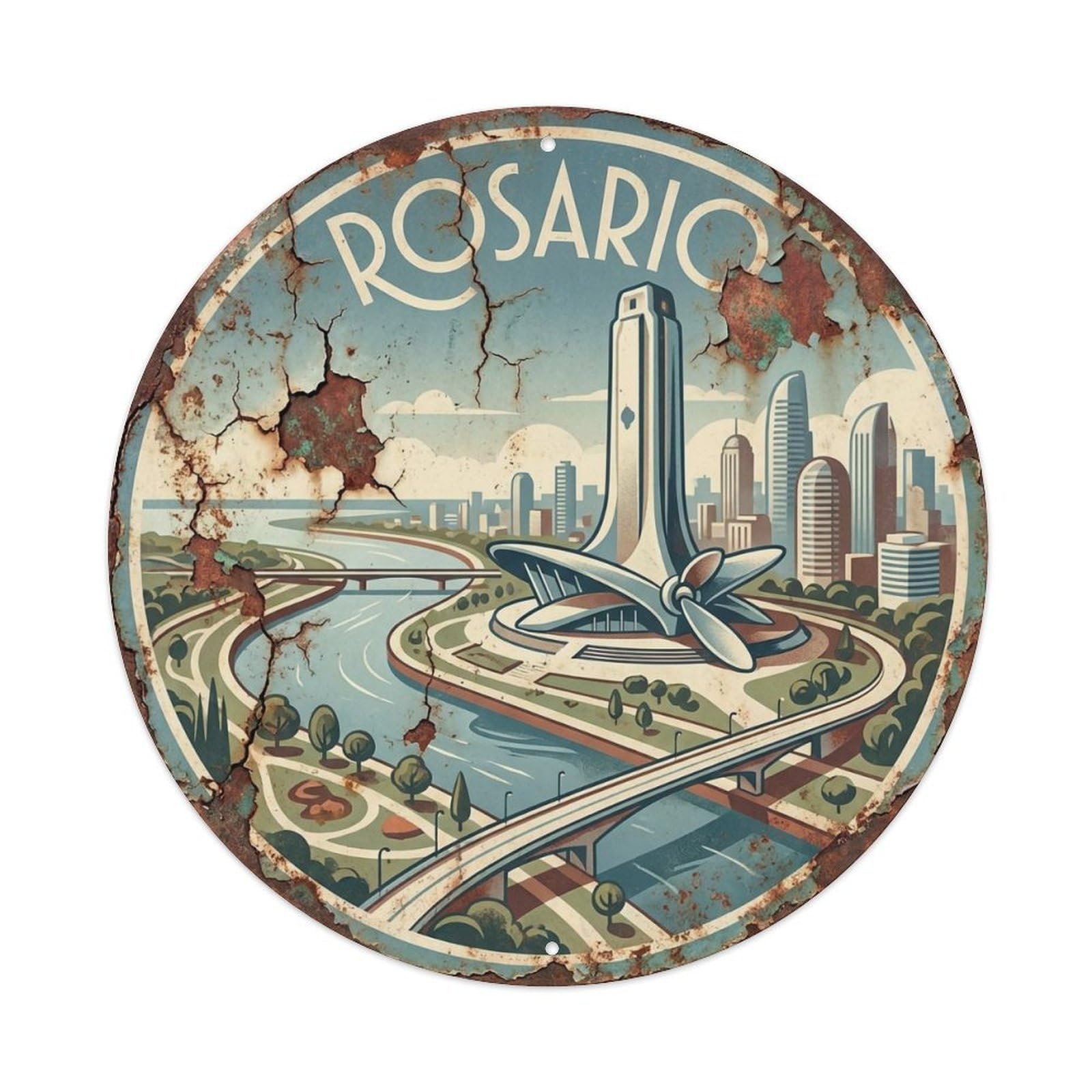 Argentina Vintage Travel Rosario Vintage Metal Tin Sign Plaque Wall Decor for Cafe, Club Bar, Office, Garden Metal Poster 8x8Inch