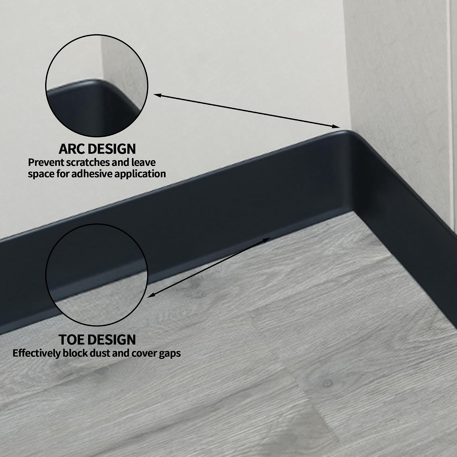 lesolar 4 Inch x 20ft Vinyl Wall Base Baseboard Molding Trim Peel and Stick Baseboard Trim Flexible Self Adhesive Baseboard Molding Trim, Rubber Wall Base Moulding Trim (Black)