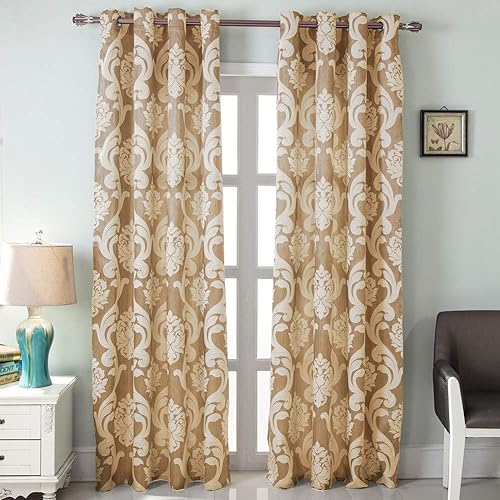 Miniatura 2 de NAPEARL Cortinas de damasco para sala de estar, cortinas de jacquard gótico con patrones florales, cortinas grises para dormitorio de 108 pulgadas