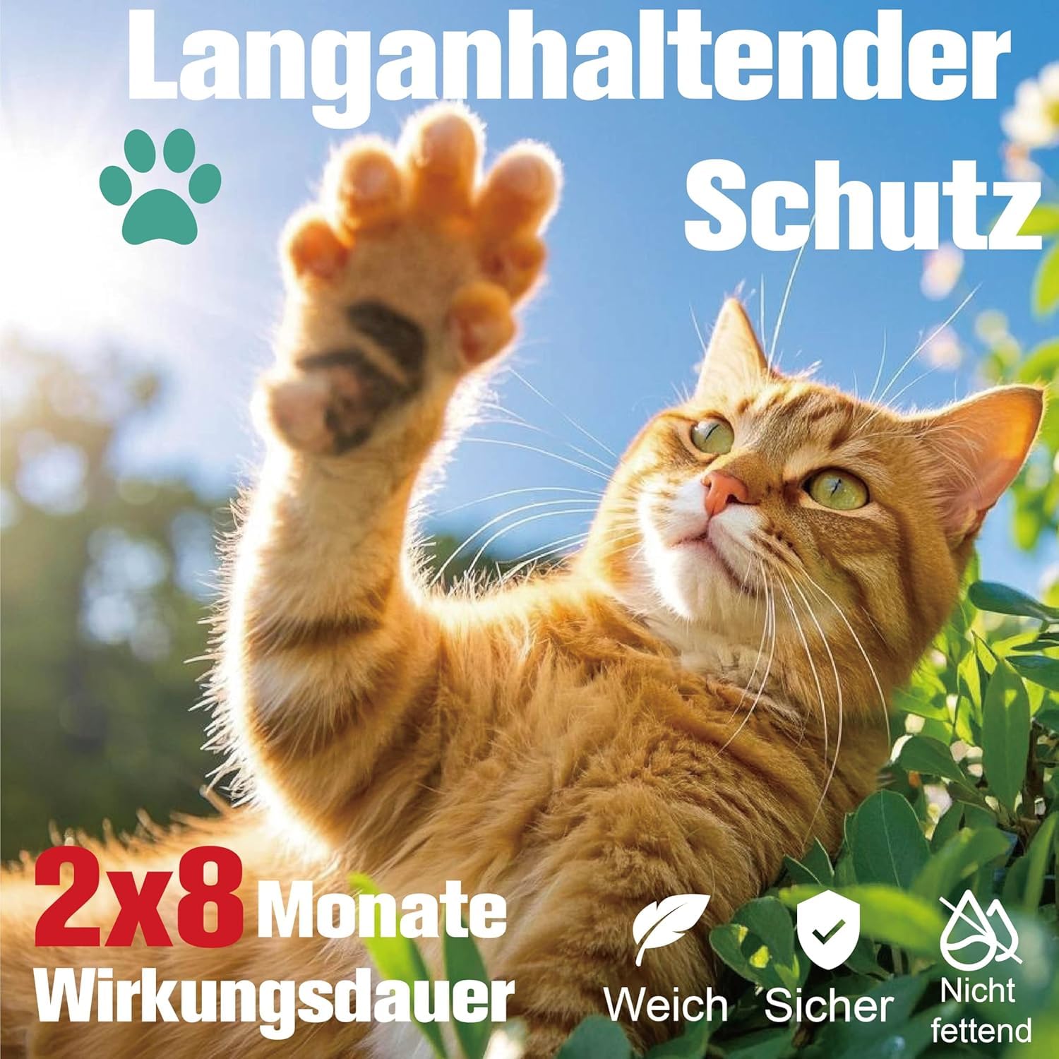 Zeckenhalsband für Katzen, Flohhalsband Katze, Floh und Zeckenhalsband für Katzen ab 12 Wochen, Zeckenschutz Flohschutz Halsband