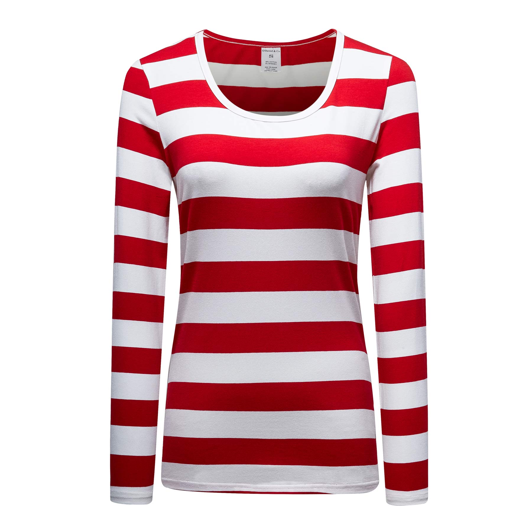 OThread & Co.Women's Long Sleeve Striped T-Shirt Scoop Neck Tee